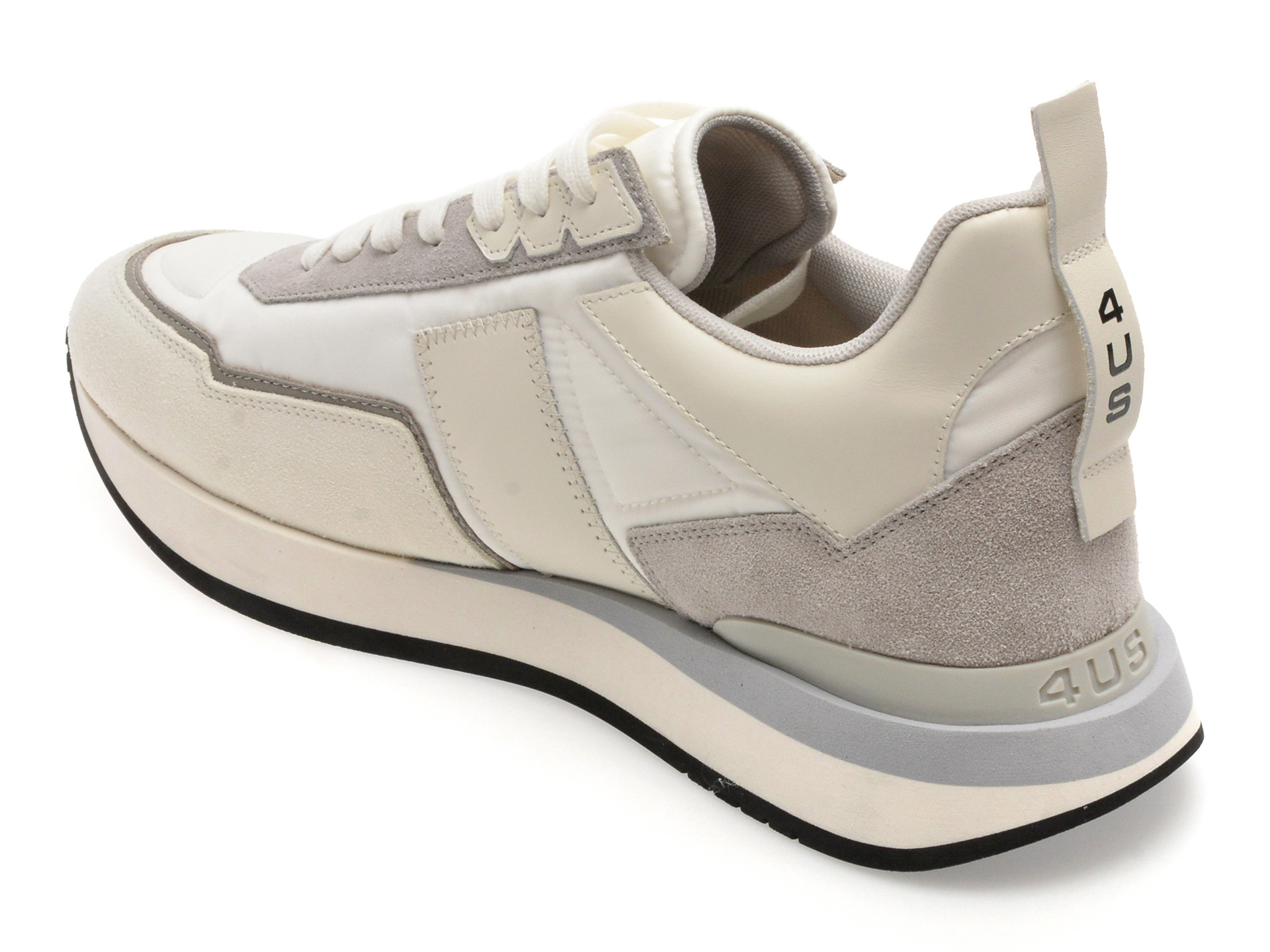 Pantofi sport 4US albi, SEAN 400, din material textil