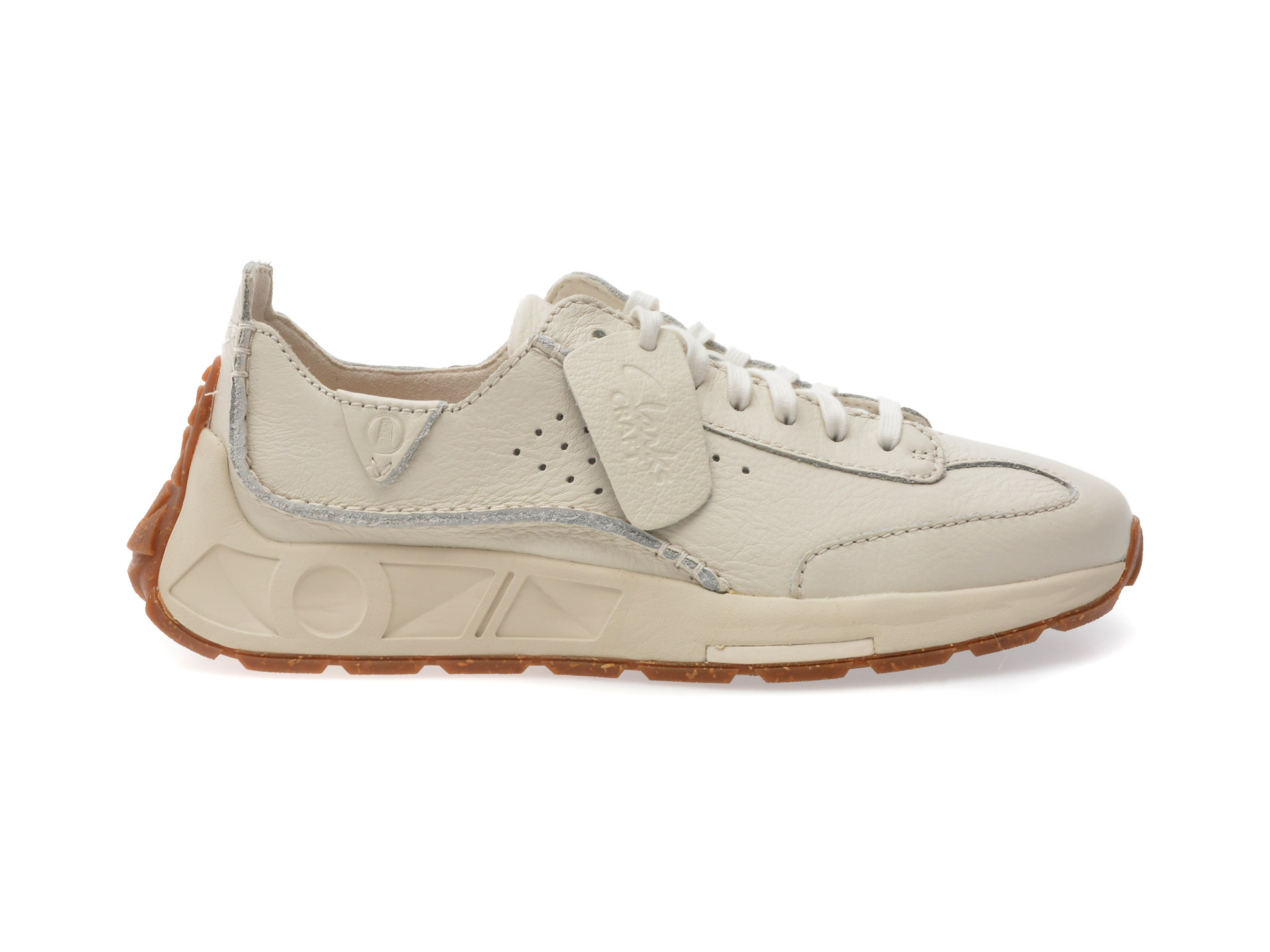 Pantofi sport CLARKS albi, CRAFT SPEED, din piele naturala