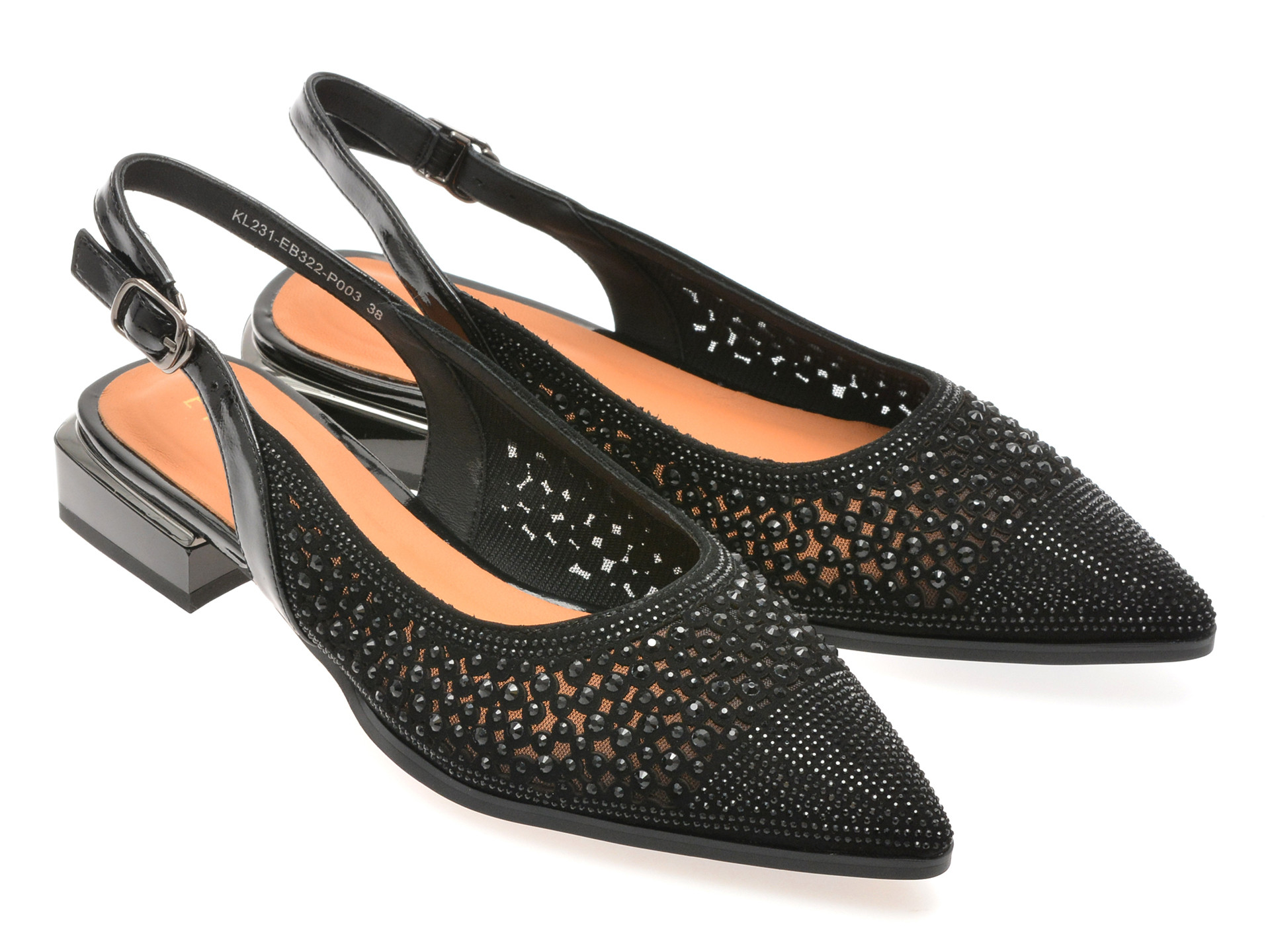 Pantofi EPICA negri, EB322, din piele intoarsa