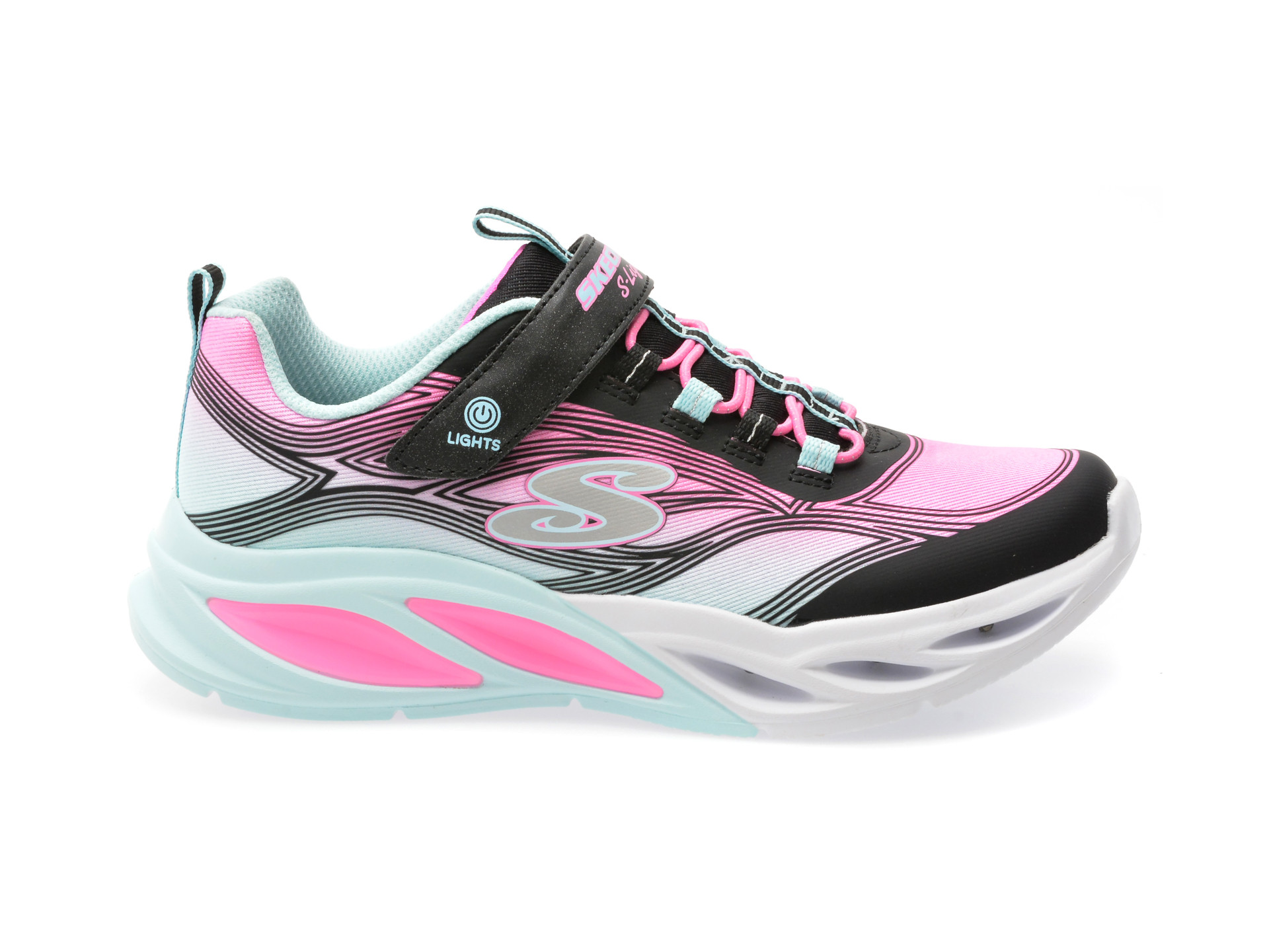Pantofi sport SKECHERS negri, COSMIC GLOW, din material textil
