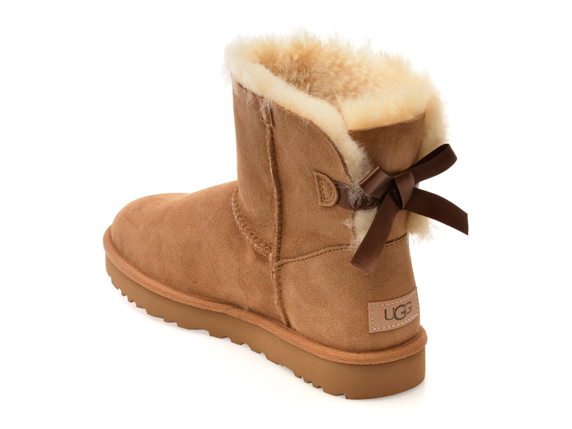 Ghete UGG maro, MINI BAILEY BOW II, din piele intoarsa