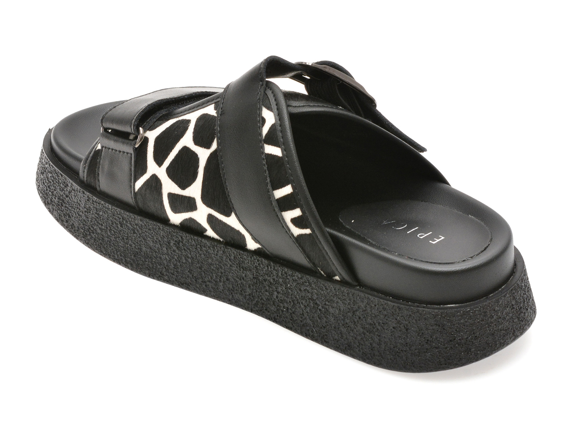 Papuci EPICA negri, 1350C20, din piele naturala