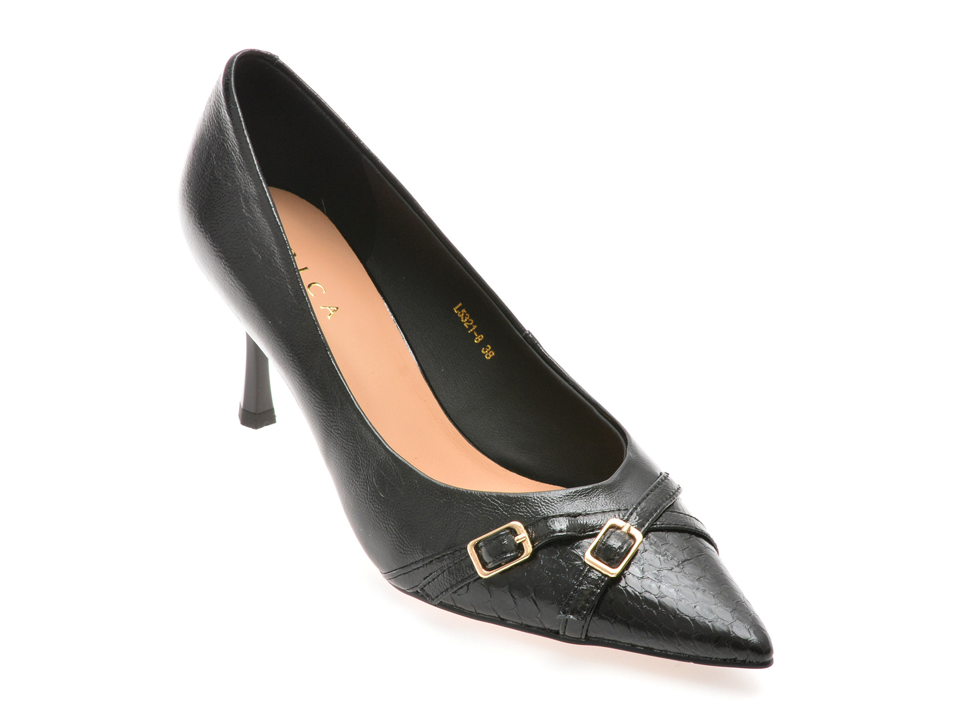 Pantofi eleganti EPICA negri, L5321, din piele naturala