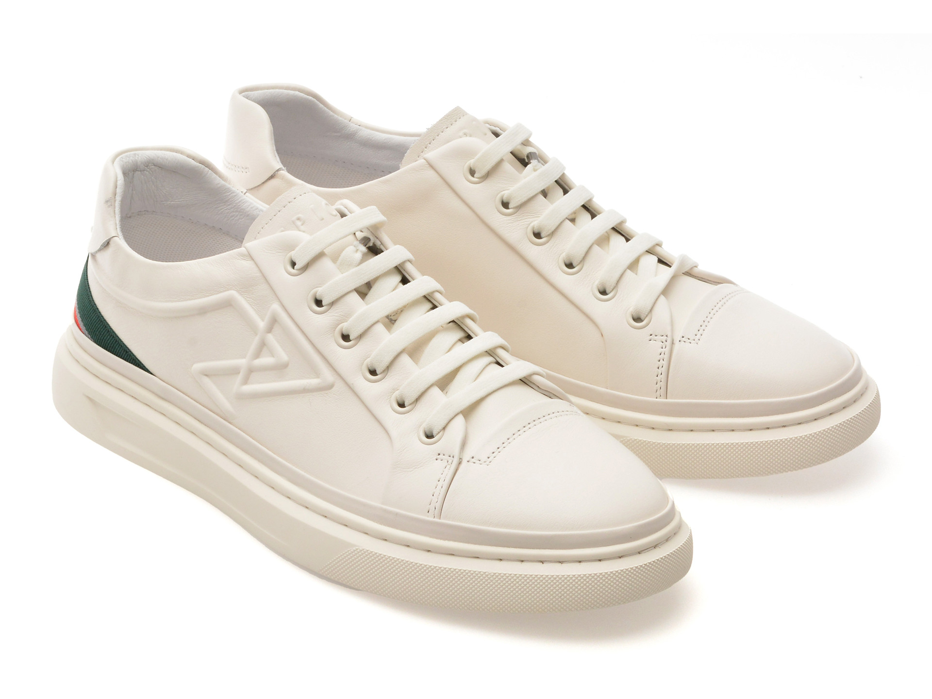 Pantofi sport EPICA albi, 56273, din piele naturala