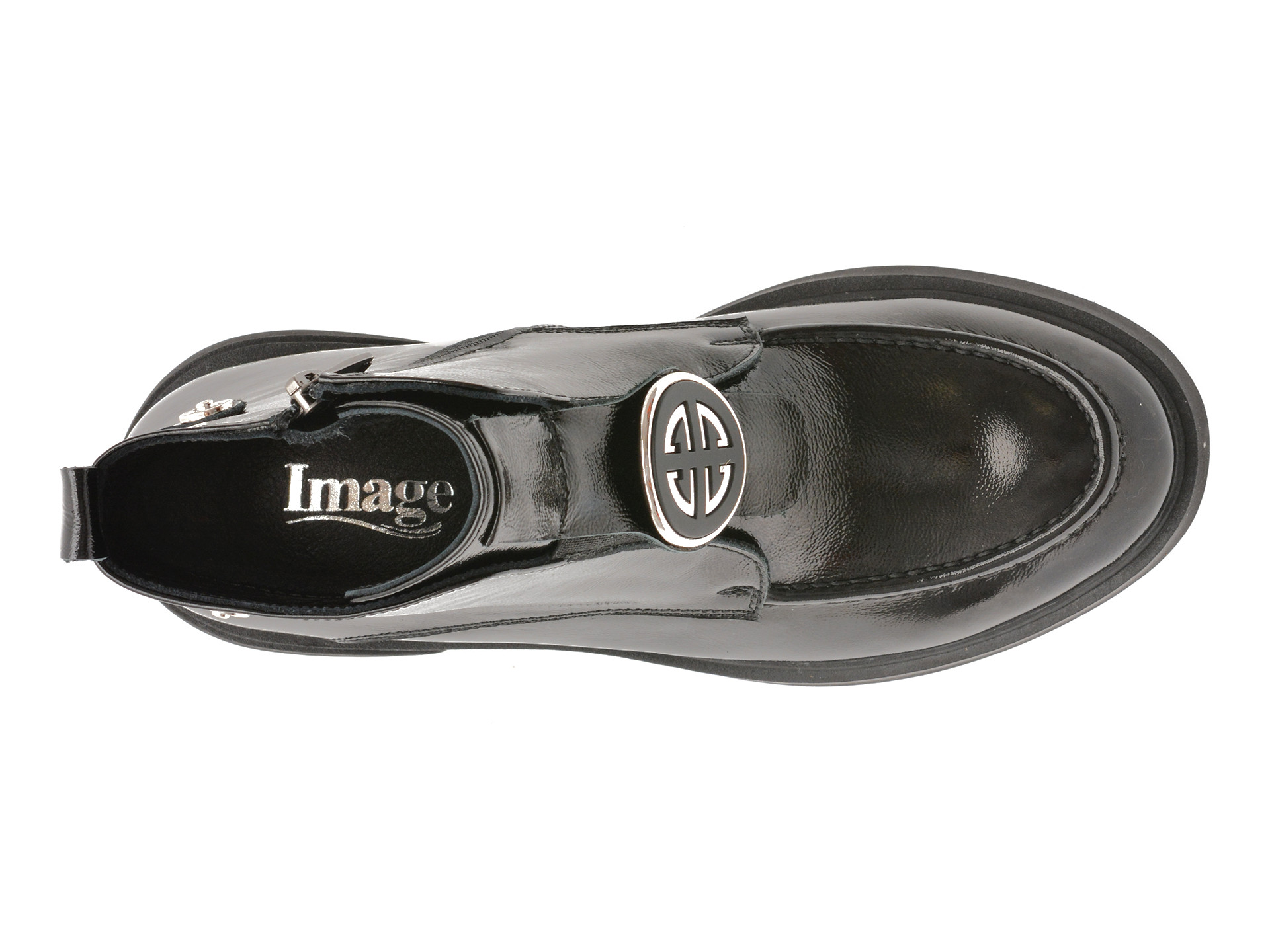 Ghete IMAGE negre, 3695030, din piele naturala lacuita