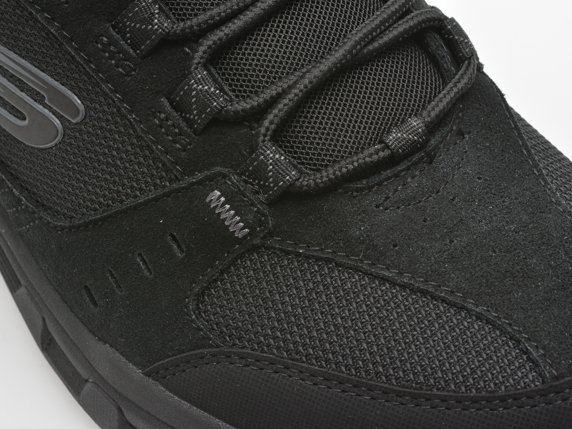 Pantofi sport SKECHERS negri, OAK CANYON, din material textil si piele naturala
