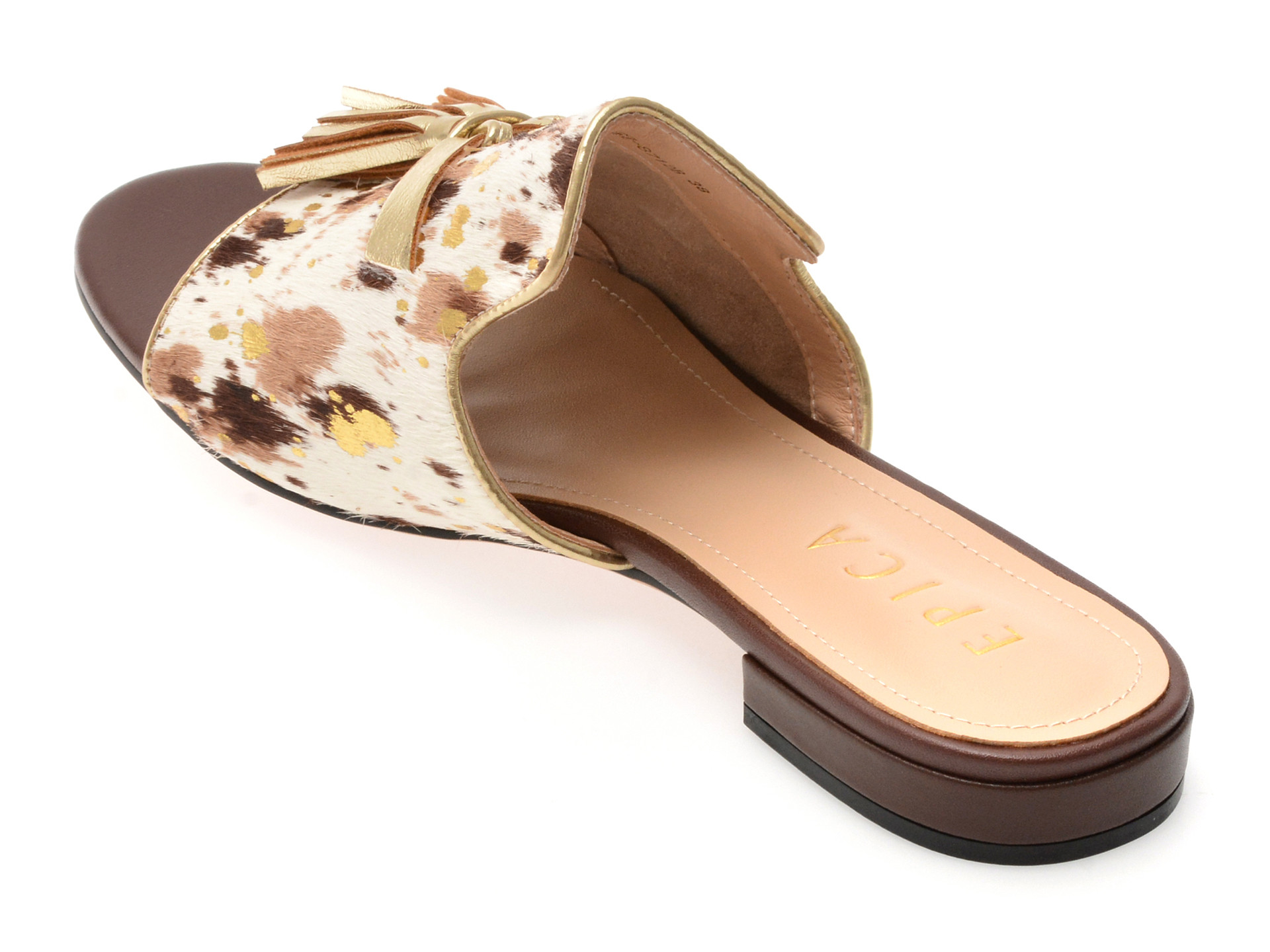 Papuci EPICA albi, 32523, din piele naturala