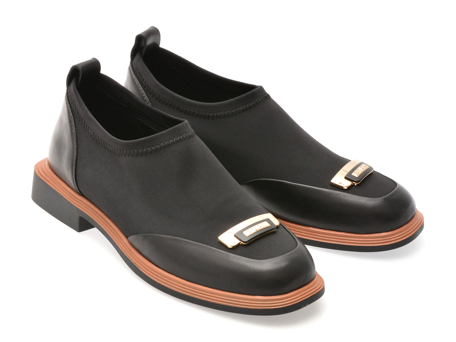 Pantofi EPICA negri, S146, din material textil