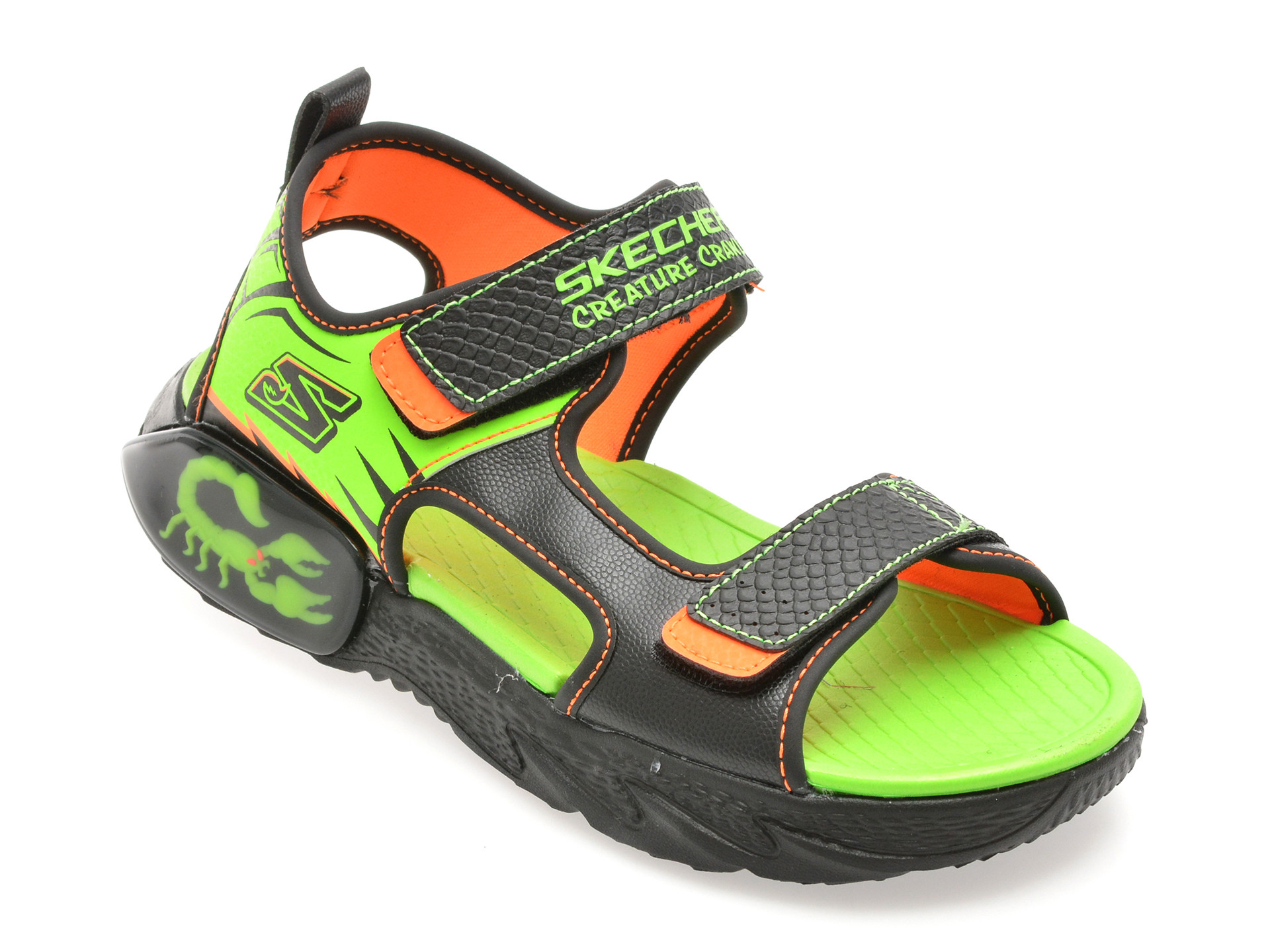 Sandale SKECHERS negre, CREATURE-SPLASH, din piele ecologica