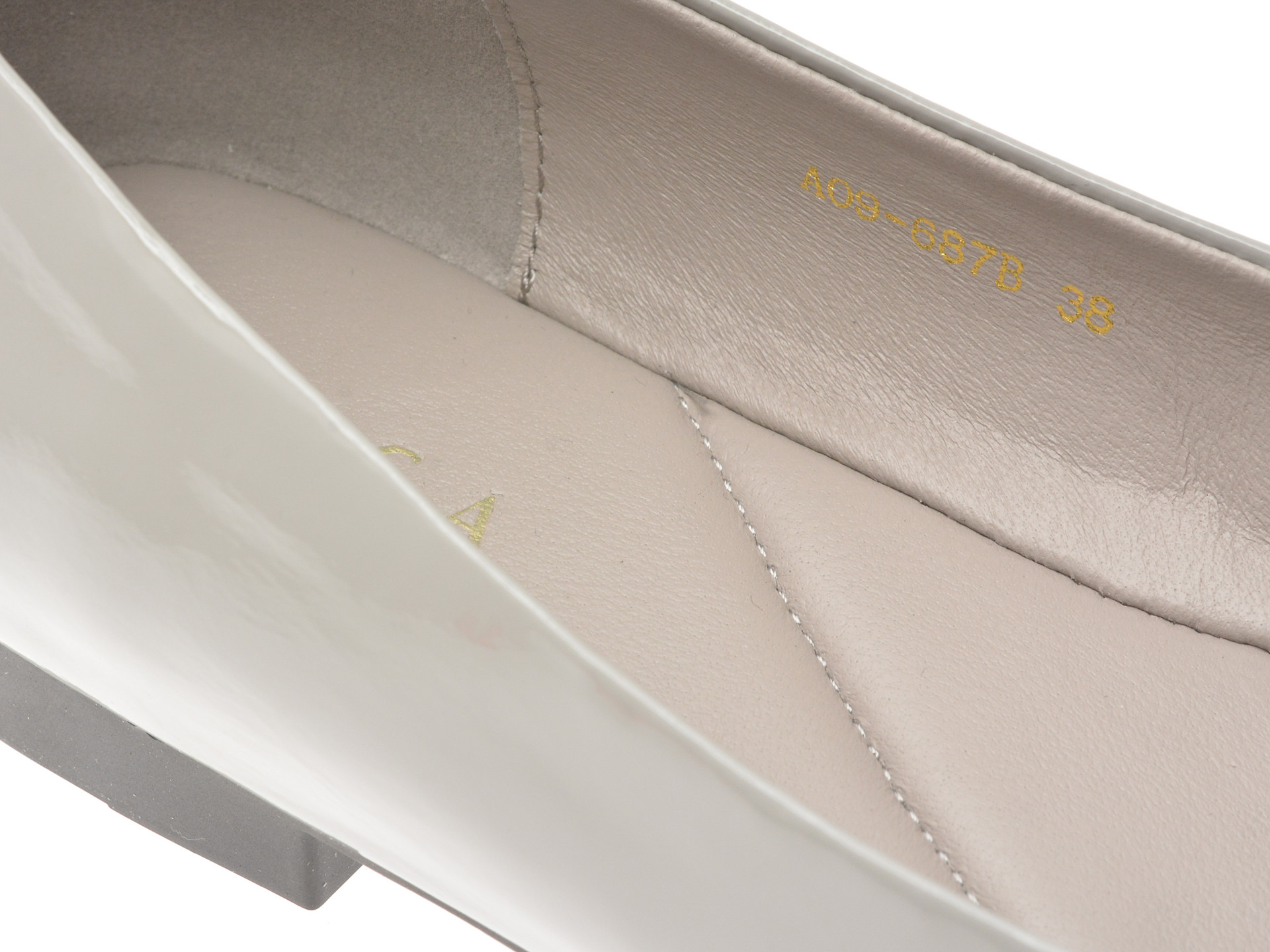 Balerini EPICA gri, A09, din piele naturala lacuita