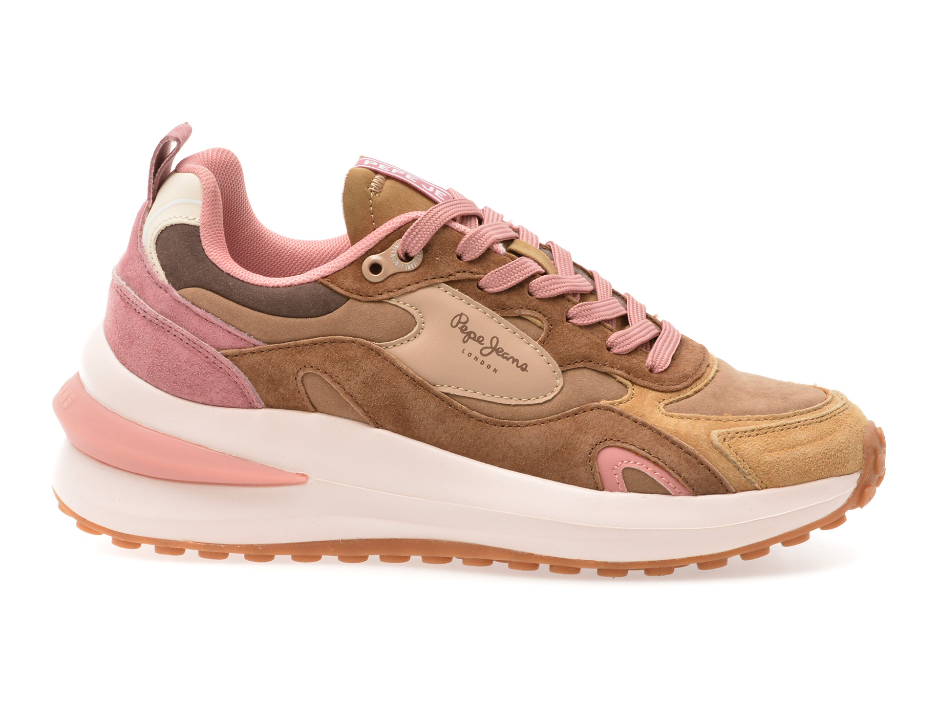Pantofi sport PEPE JEANS maro, LS60013, din material textil si piele naturala