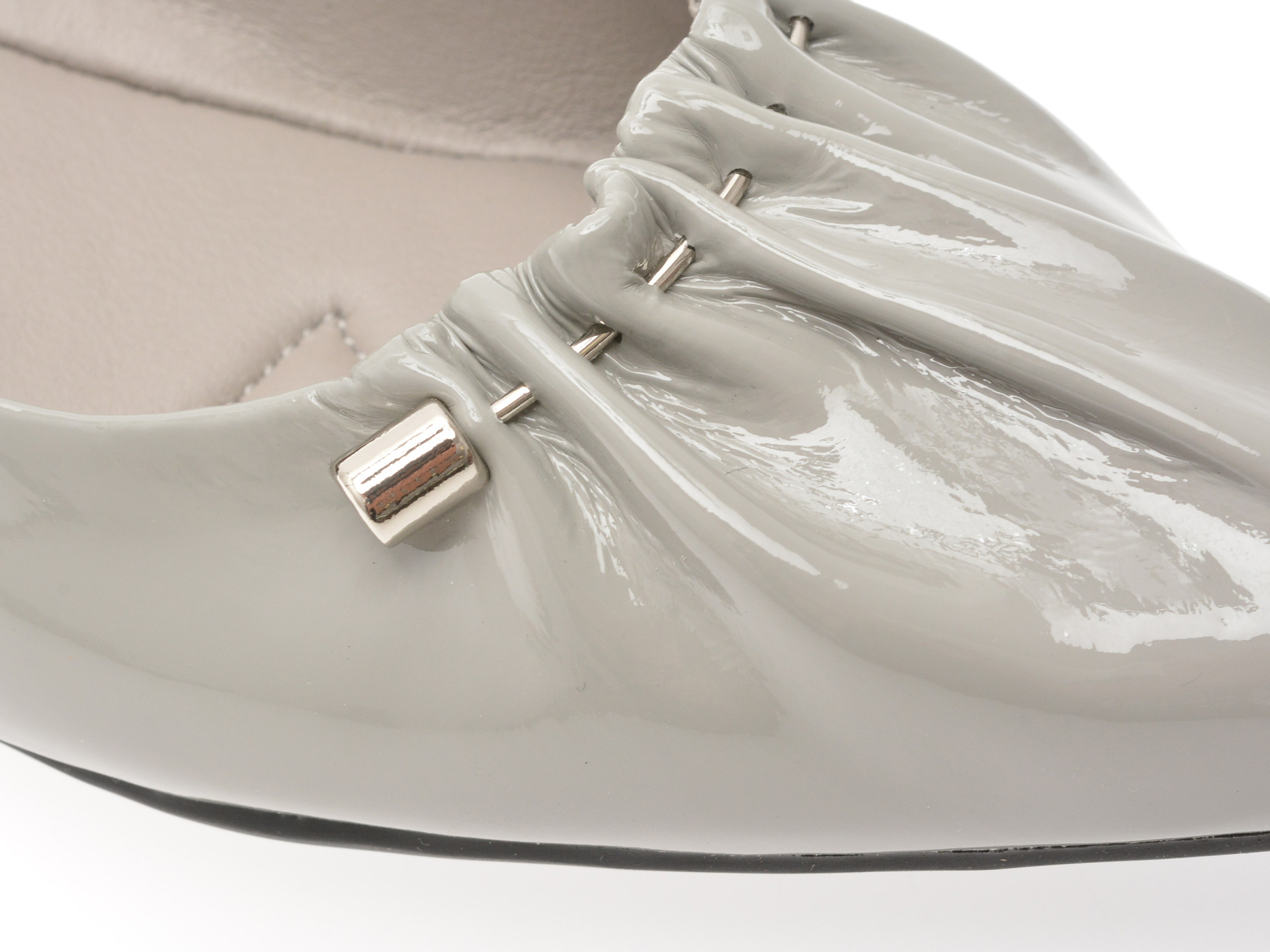 Balerini EPICA gri, A09, din piele naturala lacuita