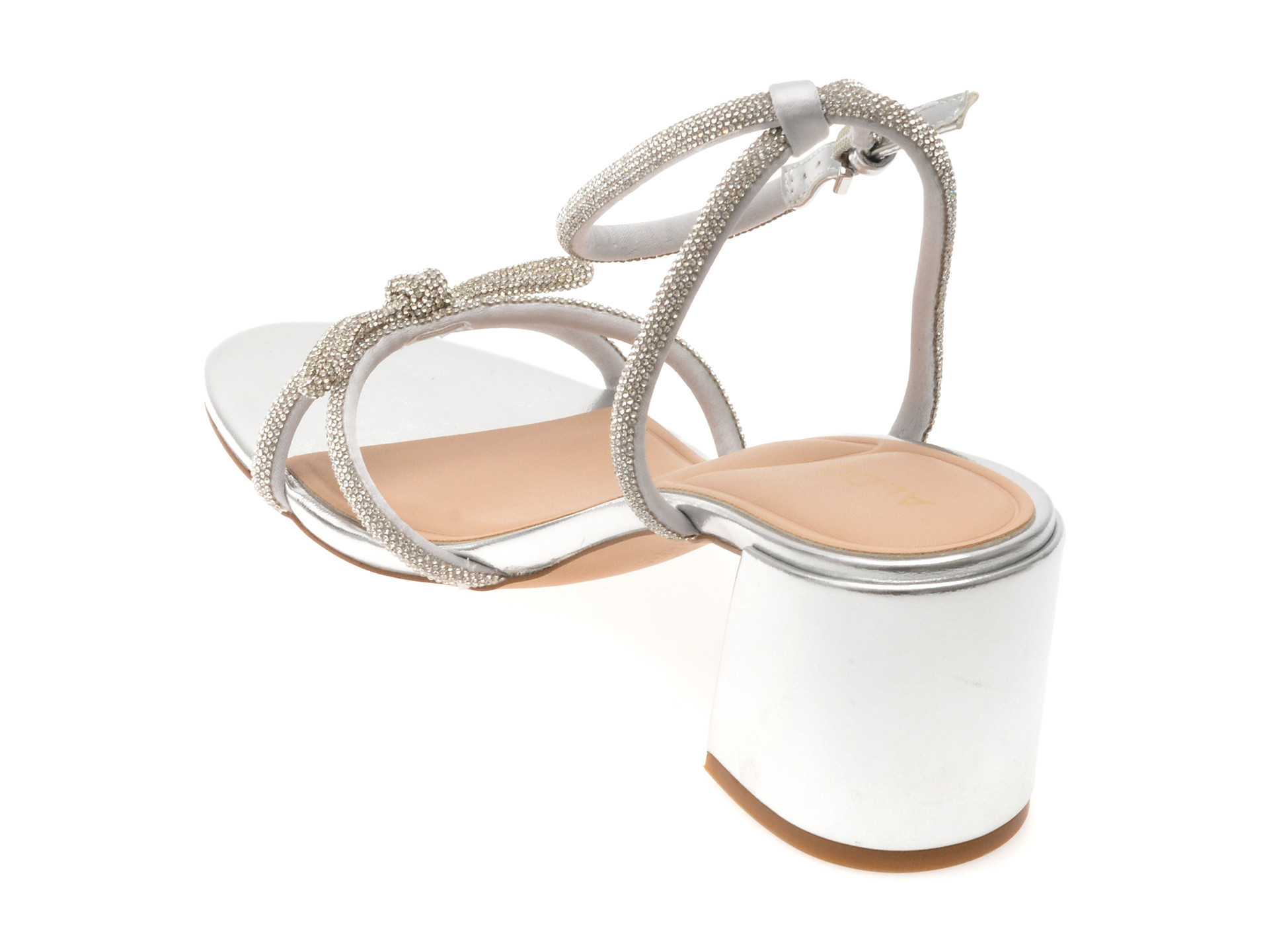 Sandale elegante ALDO argintii, BOUCLETTE 040, din material textil