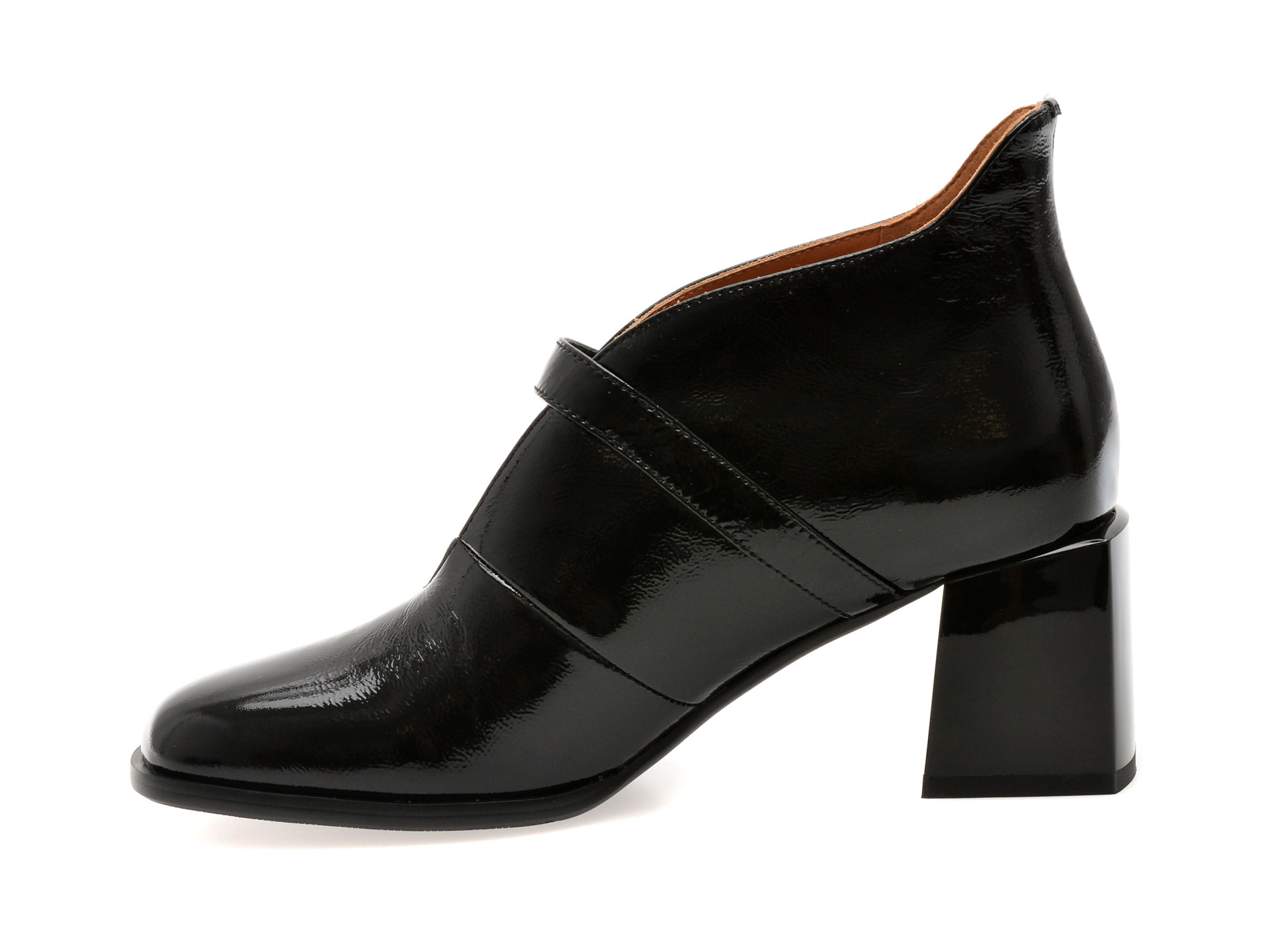 Botine elegante EPICA negre, E227, din piele naturala lacuita