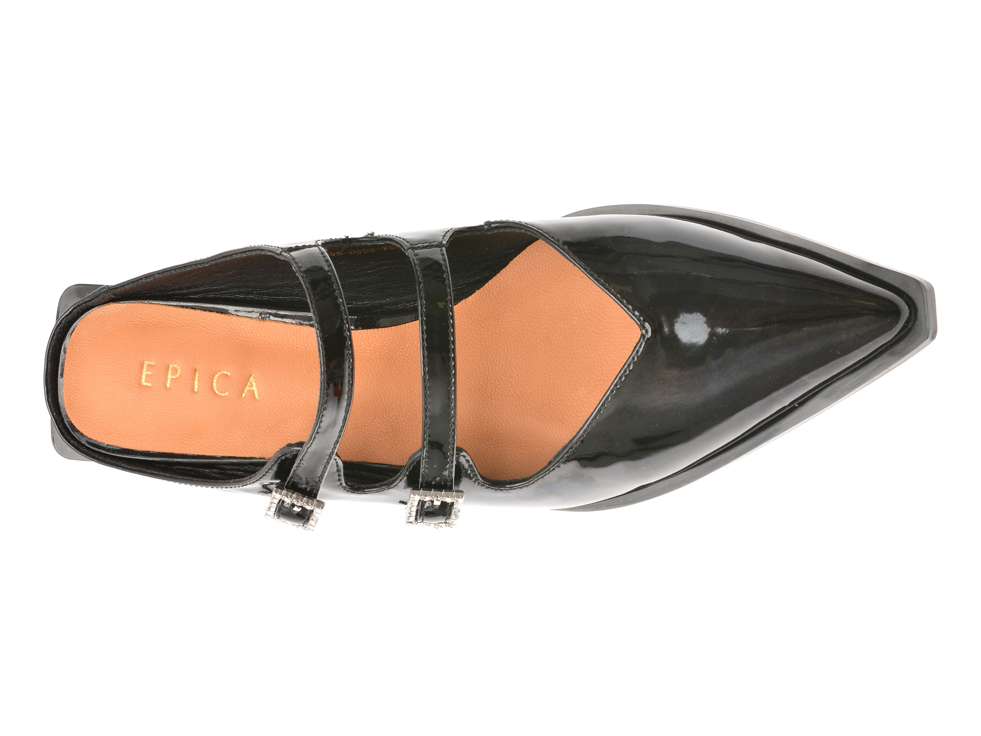 Papuci EPICA negri, 1C5355, din piele naturala lacuita