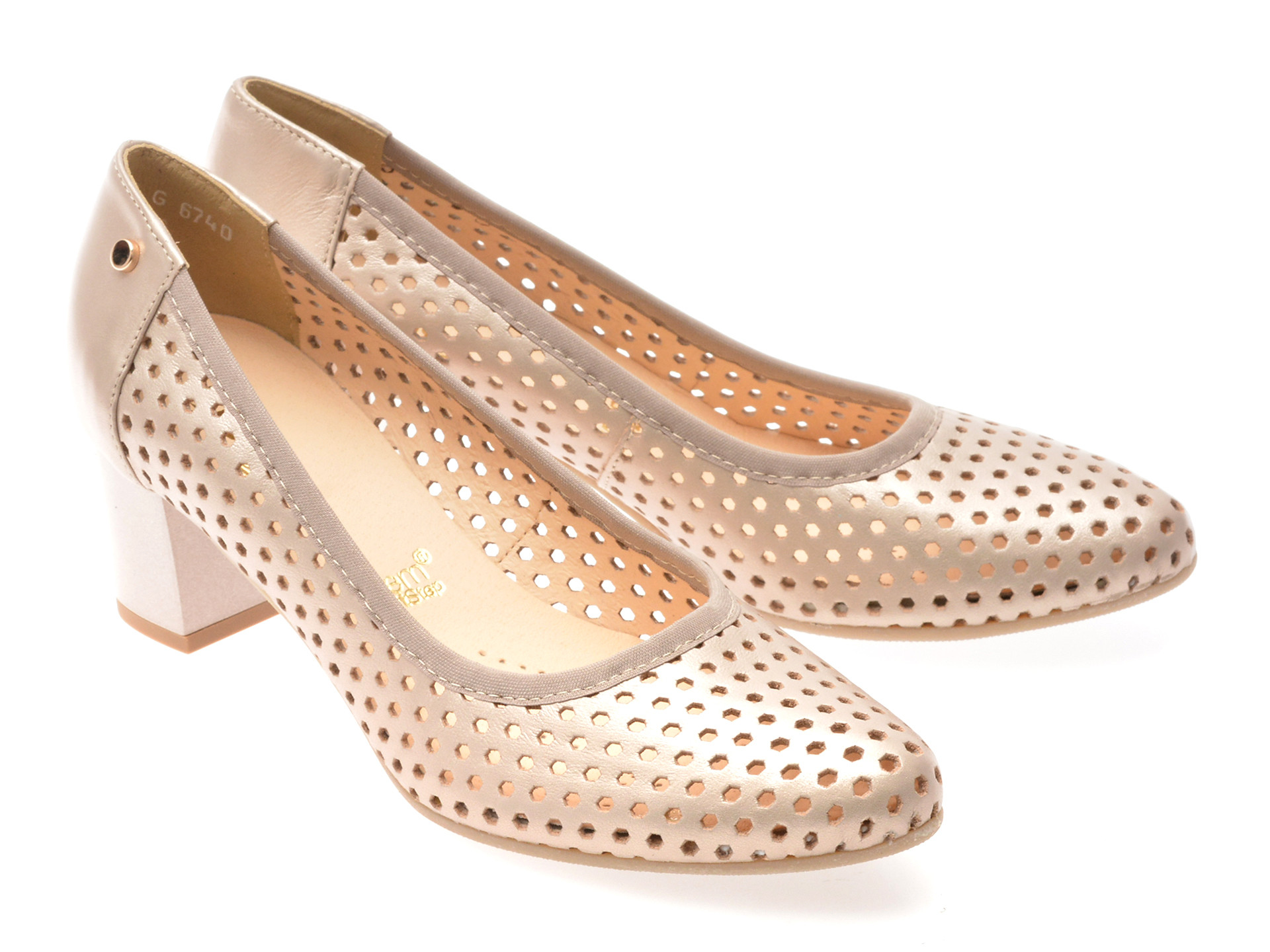 Pantofi IMAGE aurii, 6740, din piele naturala