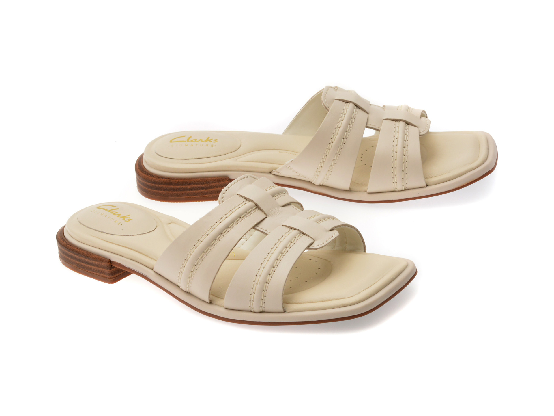 Papuci CLARKS bej, ARIANY MULE, din piele naturala
