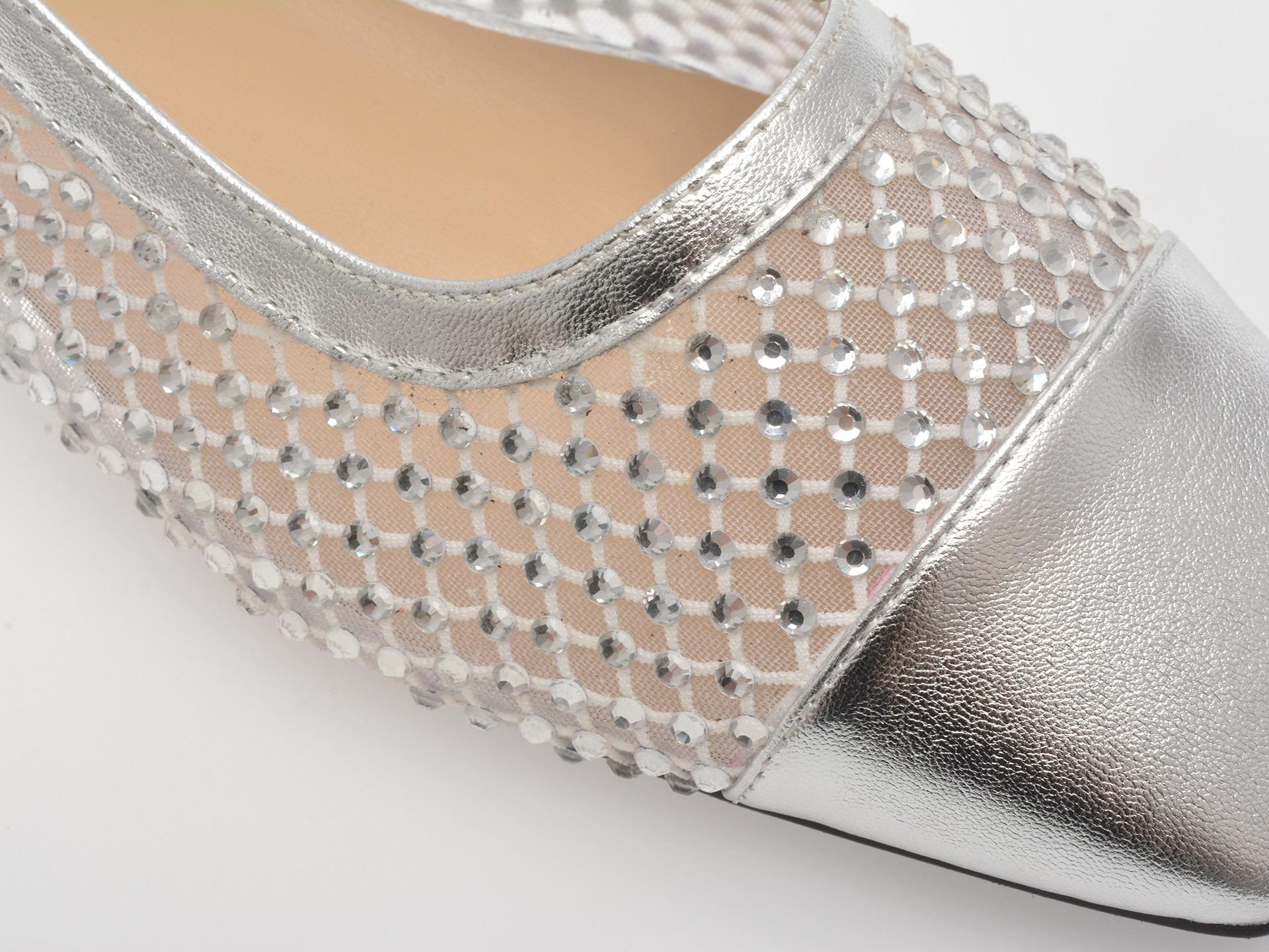 Balerini EPICA argintii, 1182, din material textil