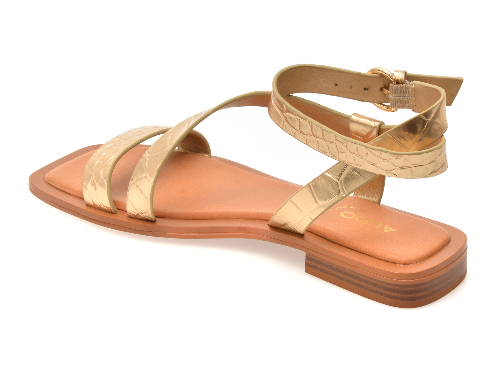 Sandale ALDO aurii, GRUGAR 711, din piele croco