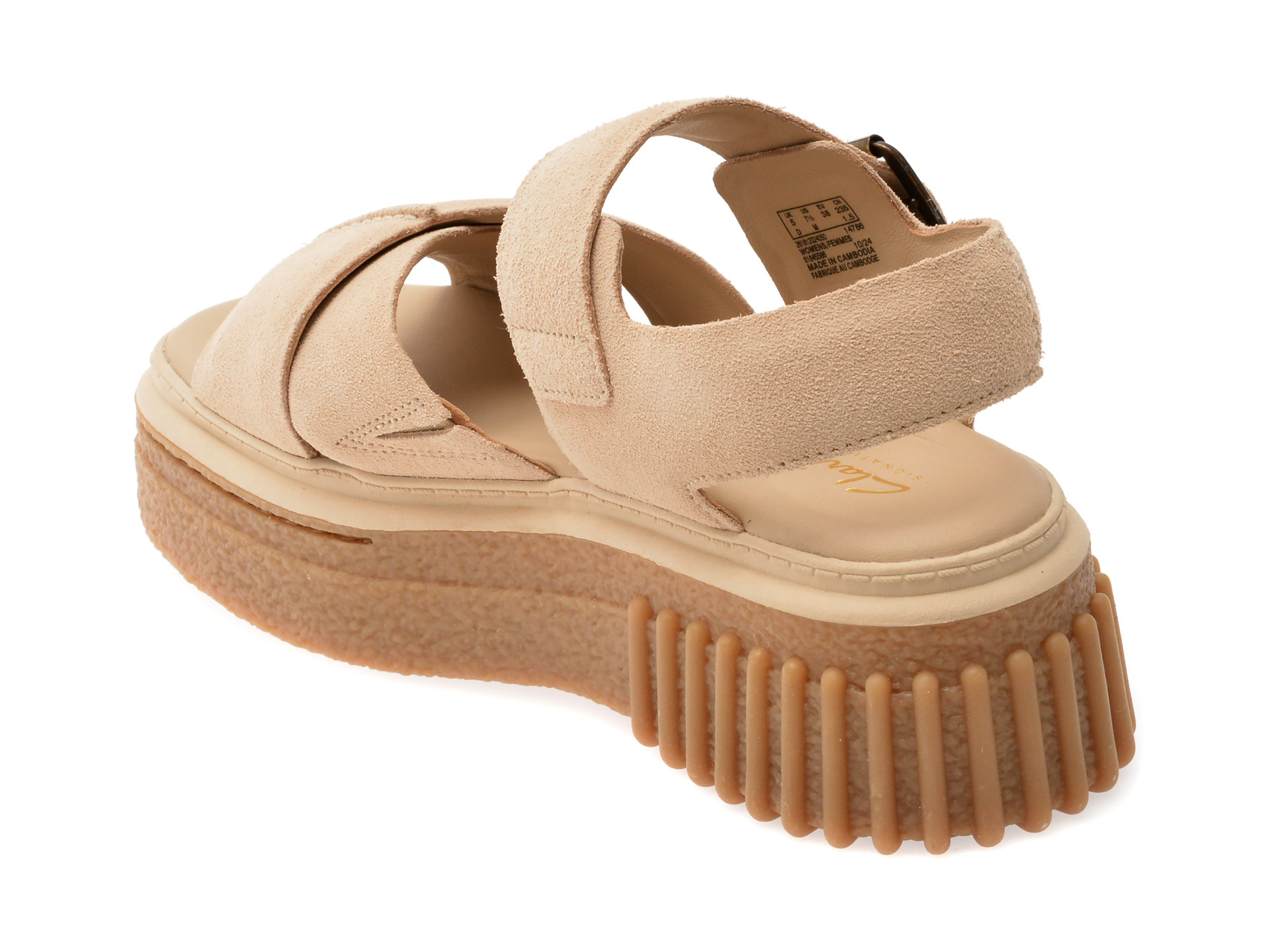 Sandale CLARKS bej, EVAMAR WISH, din piele intoarsa