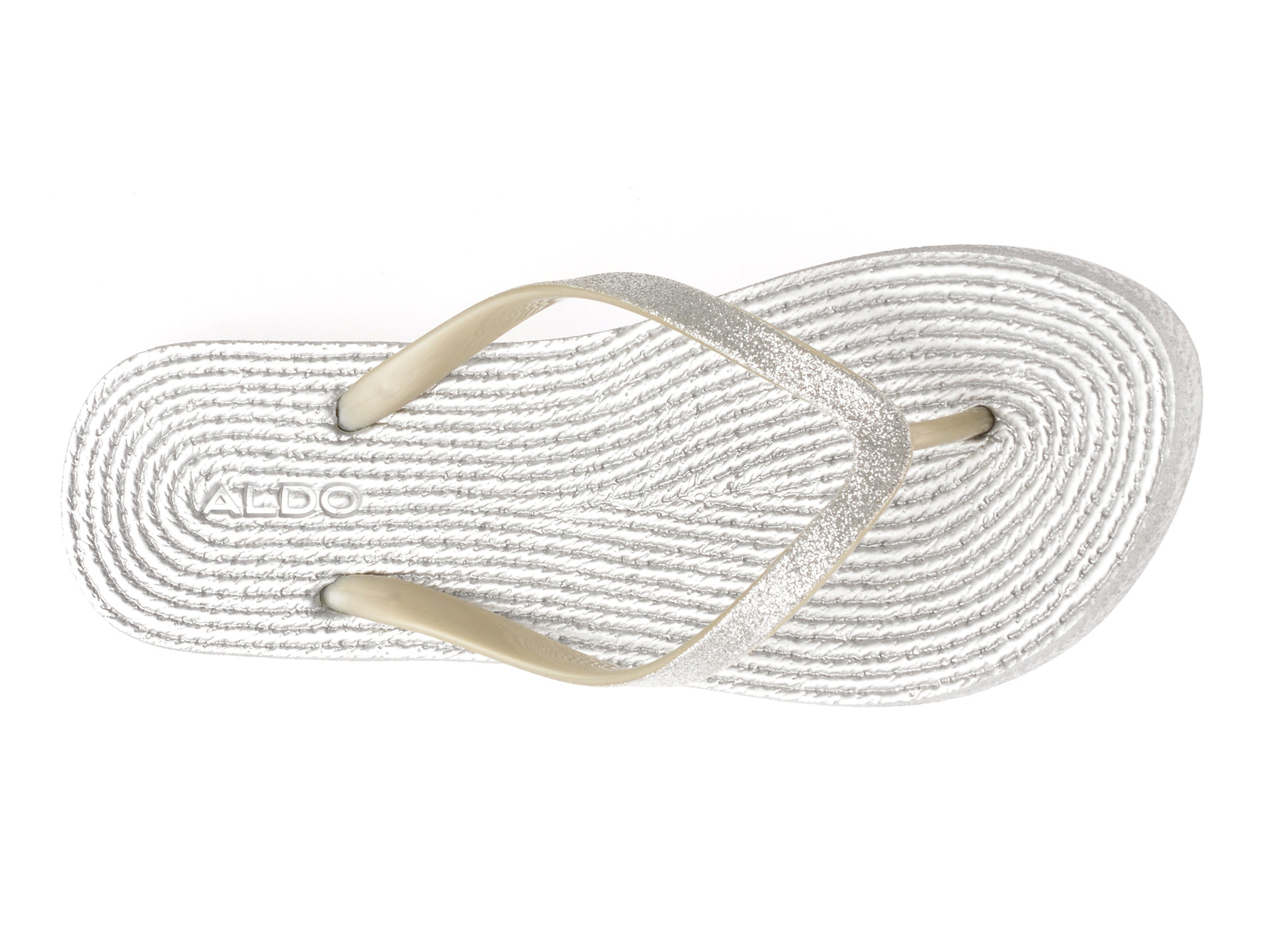 Papuci ALDO argintii, ALOOMBA 040, din piele ecologica