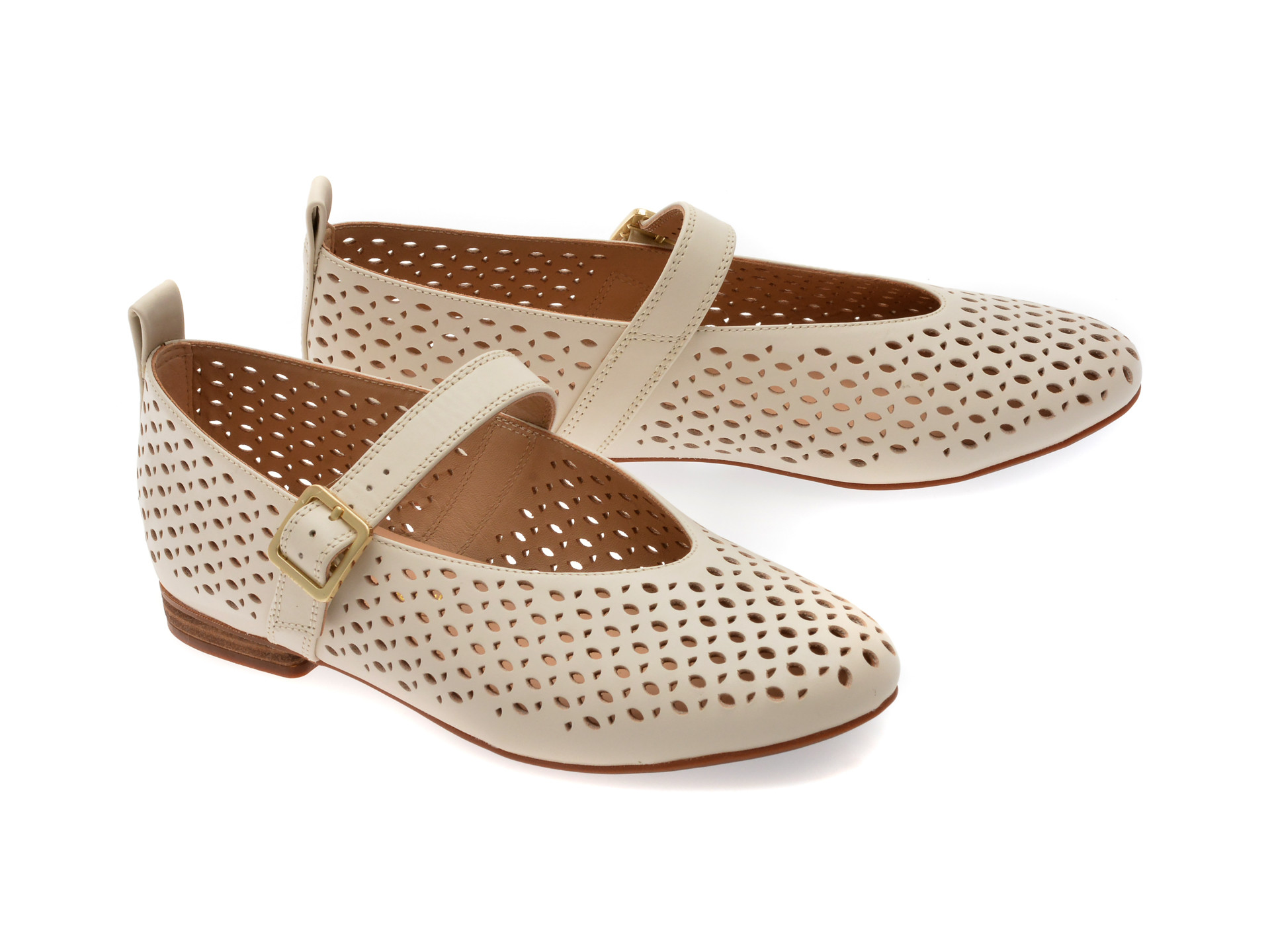 Balerini CLARKS bej, FAWNA JANE, din piele naturala