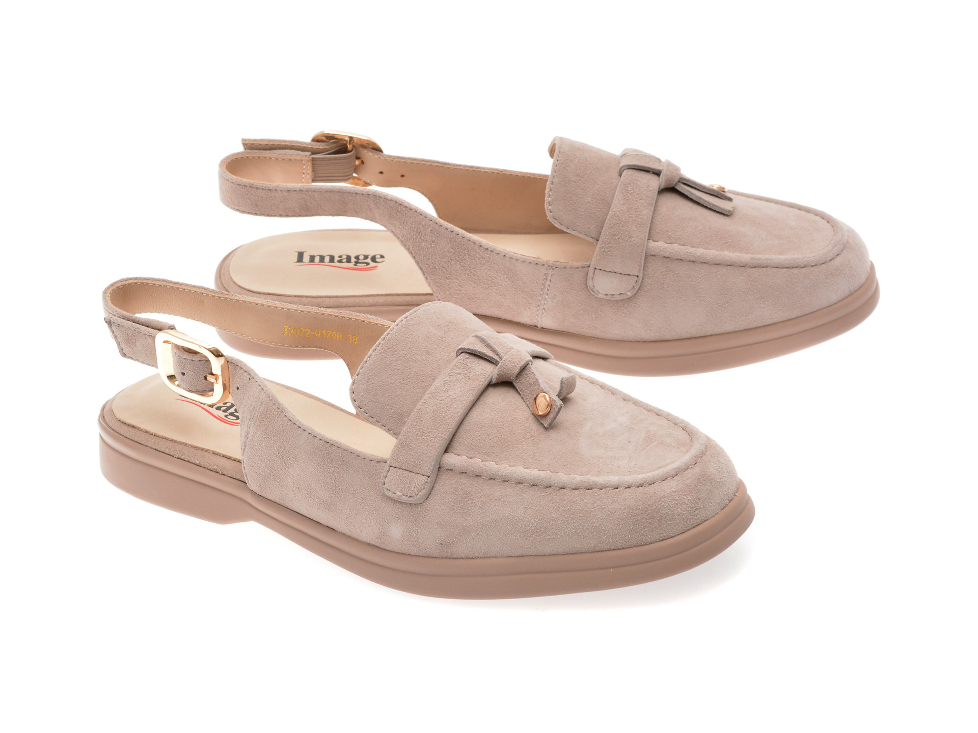 Pantofi IMAGE gri, 2972, din piele intoarsa