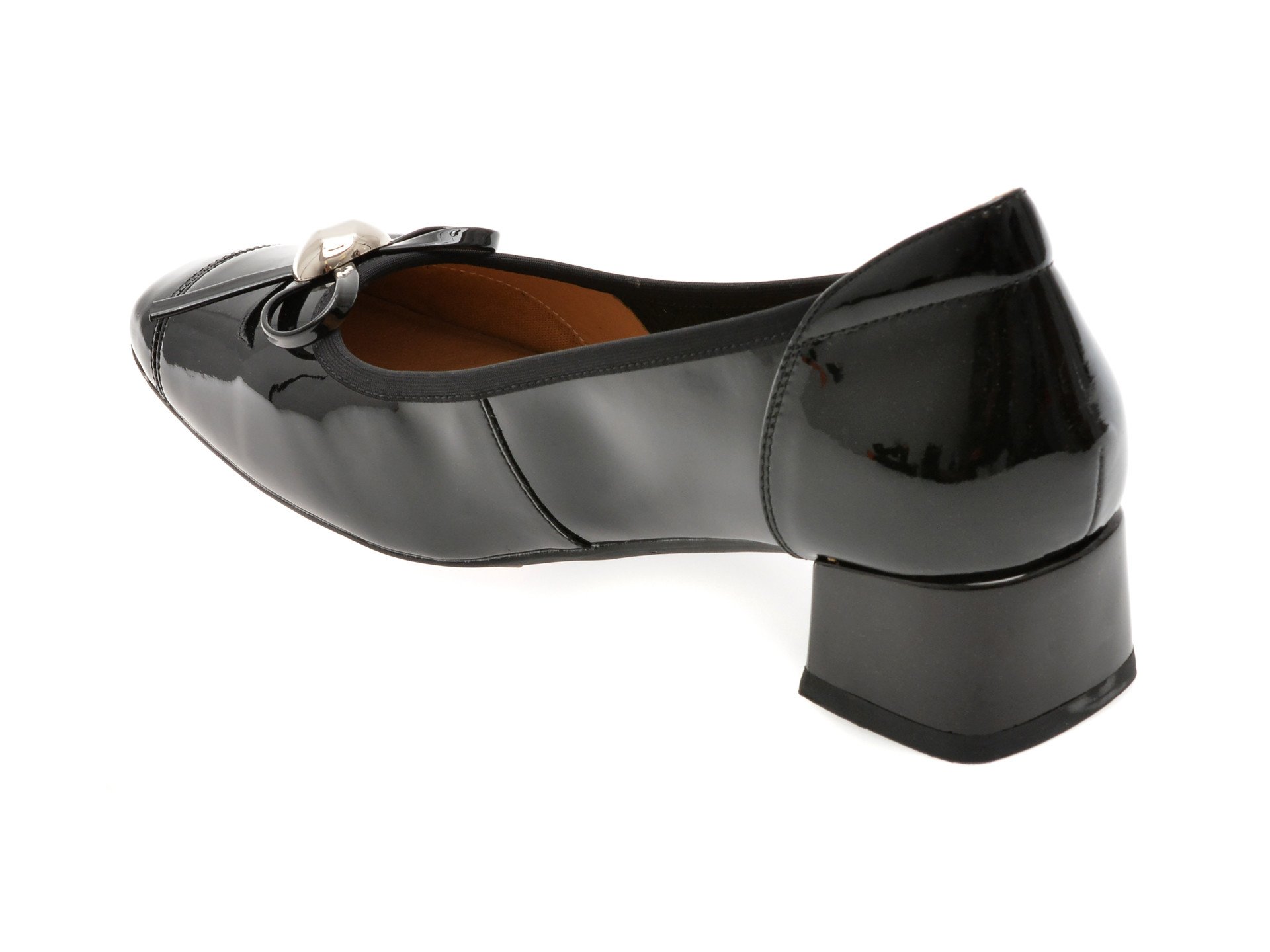 Balerini EPICA negri, 1D5563, din piele naturala lacuita