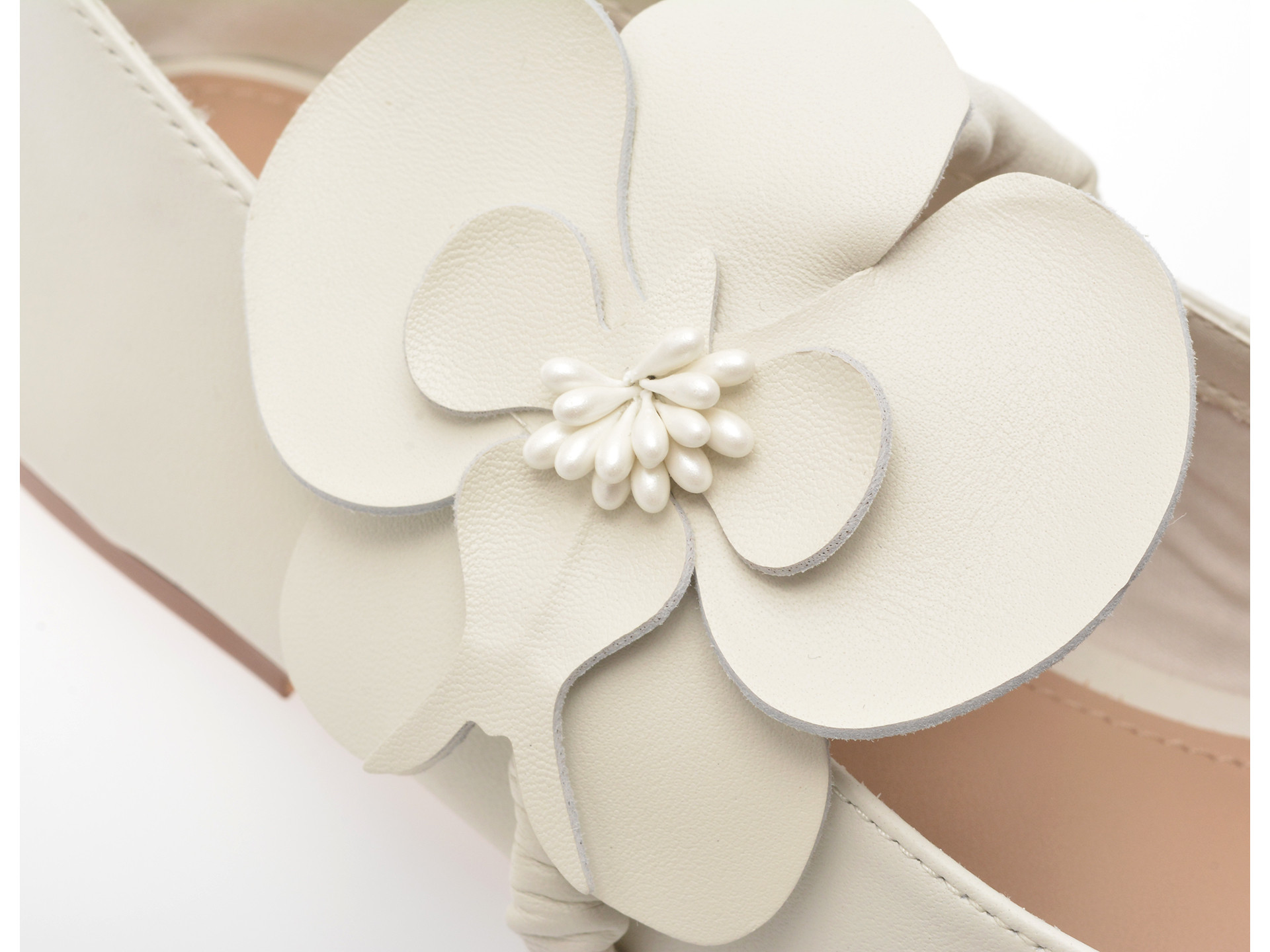 Balerini ALDO albi, FLORALINA 121, din piele naturala