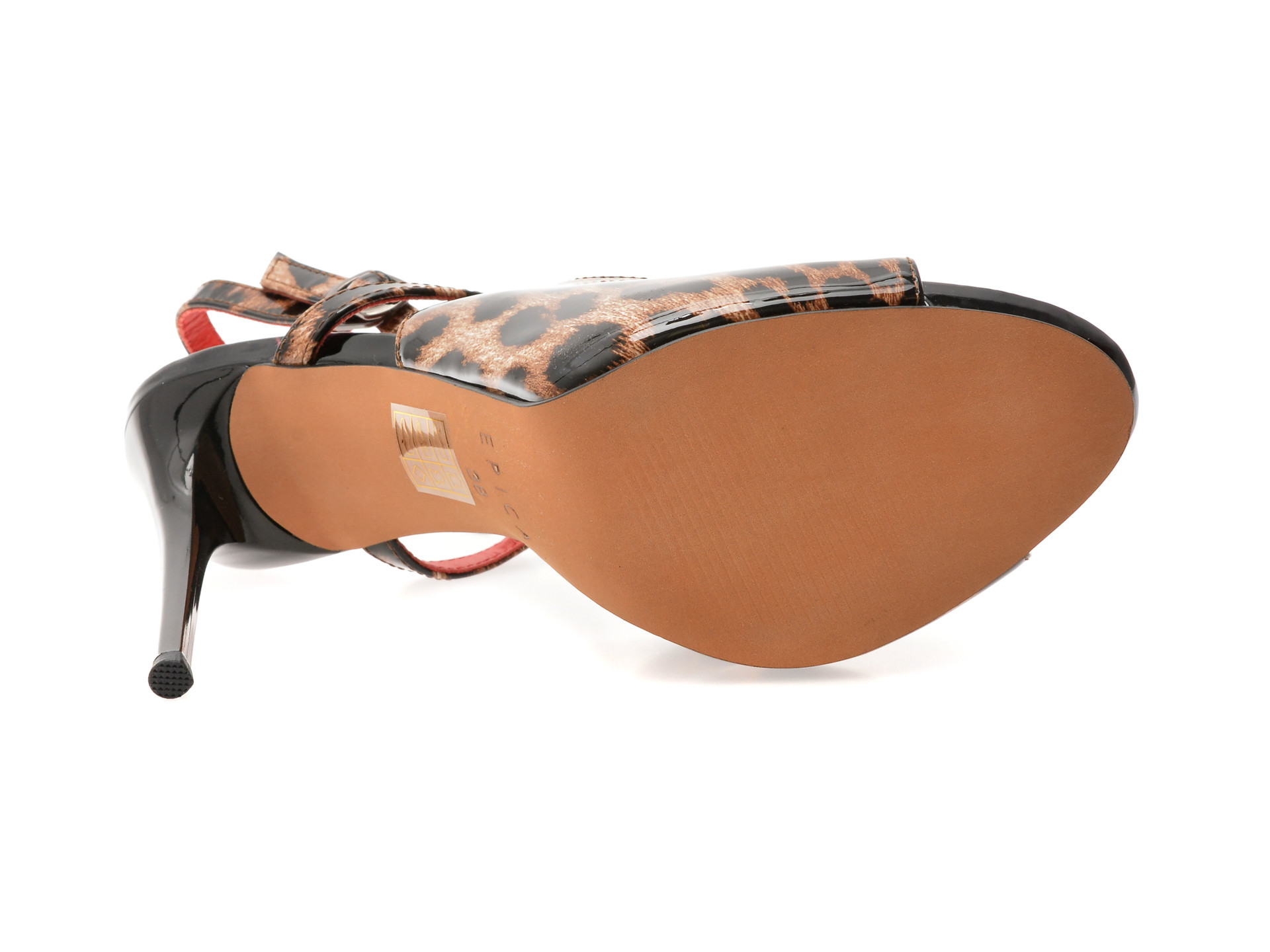 Sandale elegante EPICA maro, E294, din piele naturala lacuita