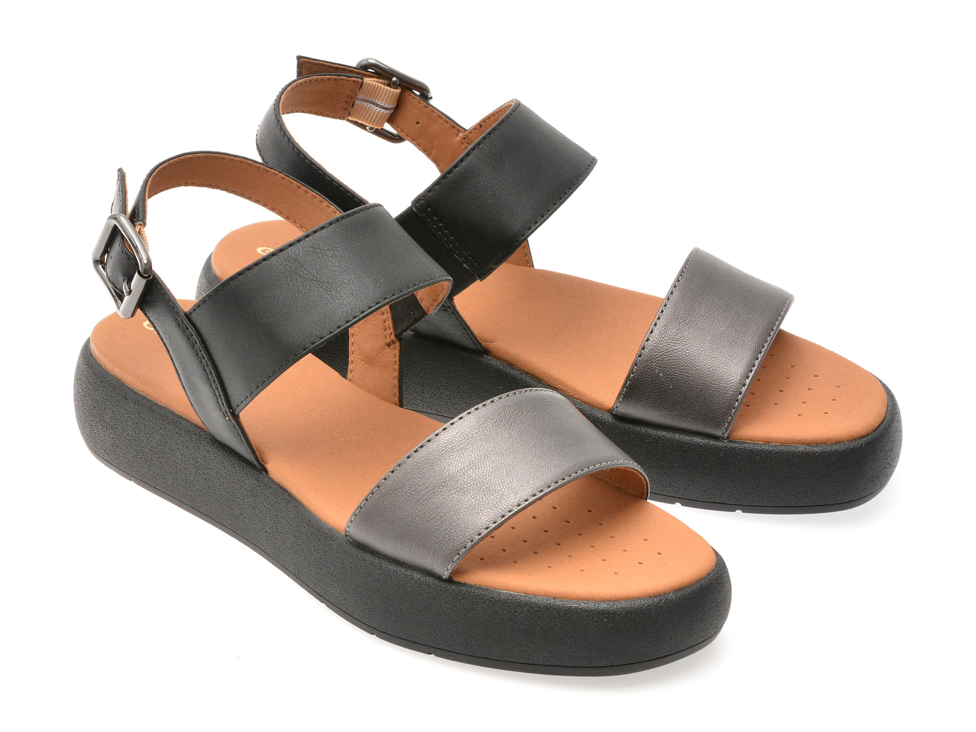 Sandale GEOX negre, D550NA, din piele ecologica