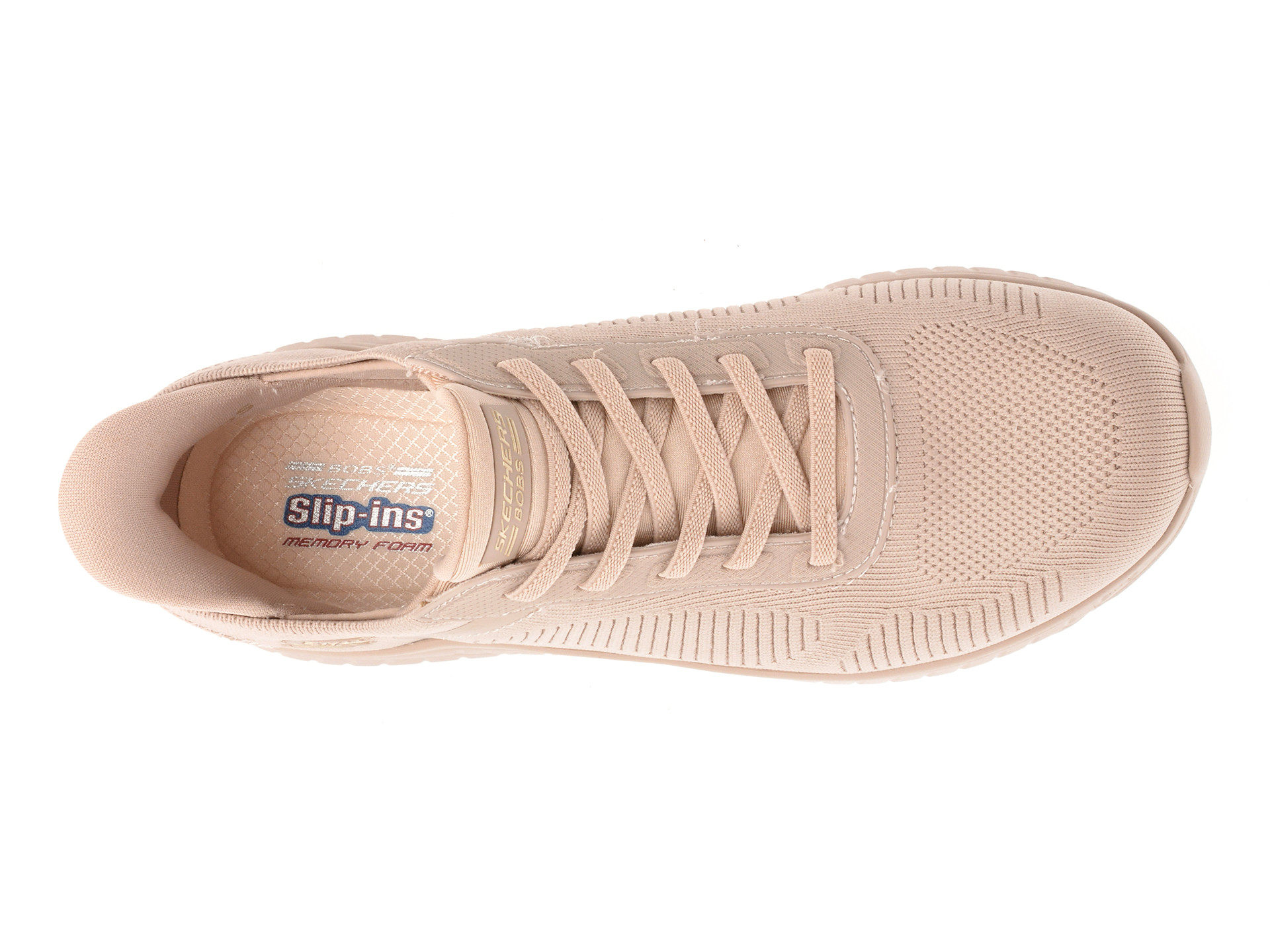 Pantofi sport SKECHERS nude, BOBS SQUAD CHAOS, din material textil