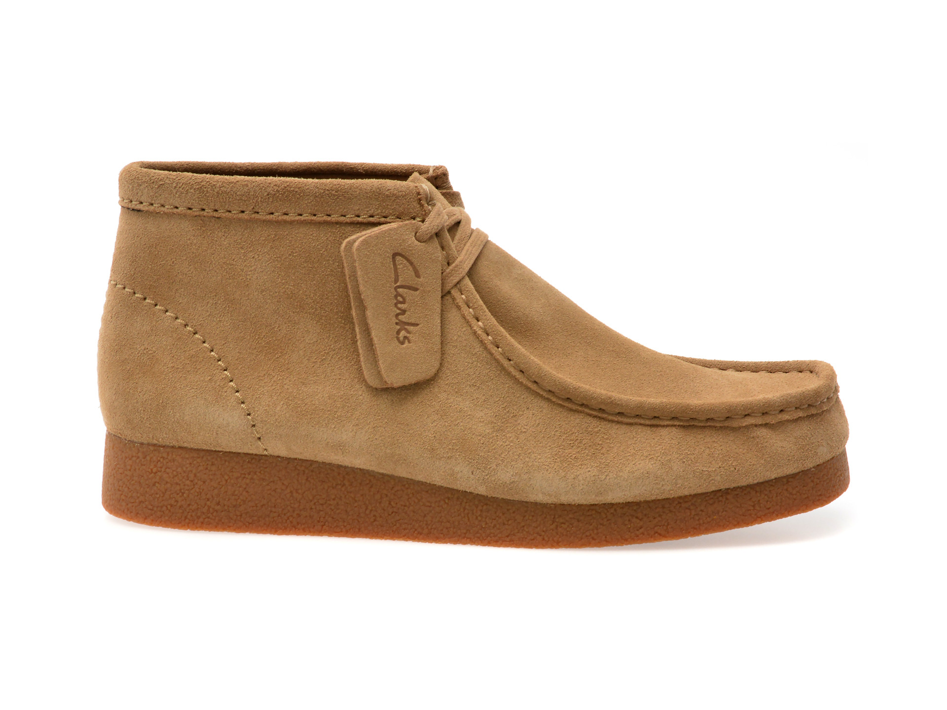 Ghete CLARKS gri, WALLABEE EVO BT, din piele intoarsa