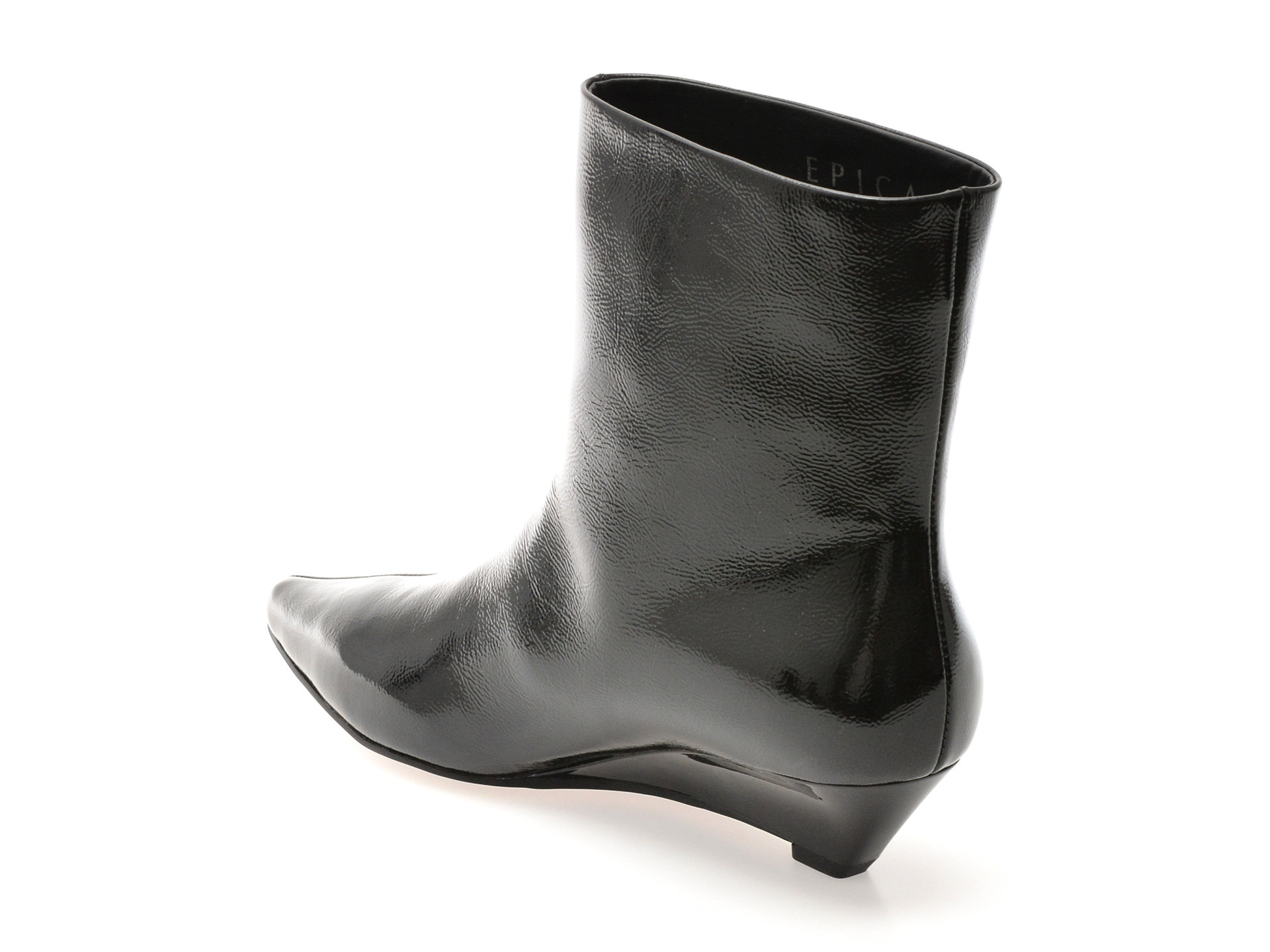 Botine elegante EPICA negre, B238, din piele naturala lacuita