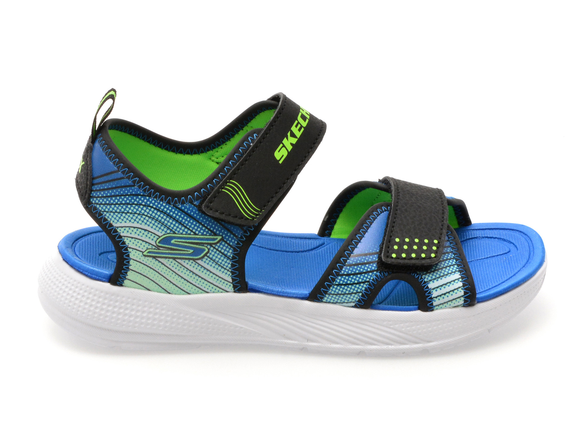 Sandale SKECHERS negre, MICROSPEC-SPLASH, din piele ecologica
