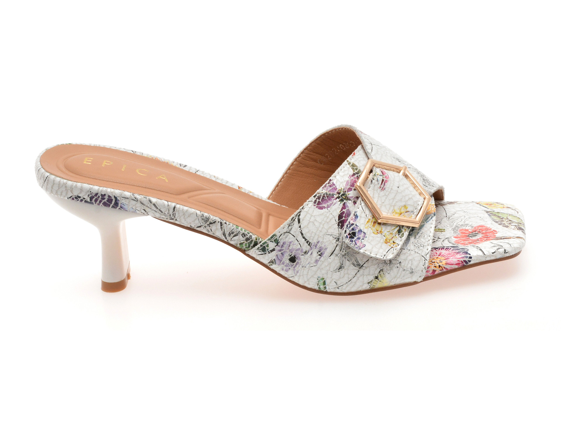 Papuci EPICA albi, 82987, din piele naturala