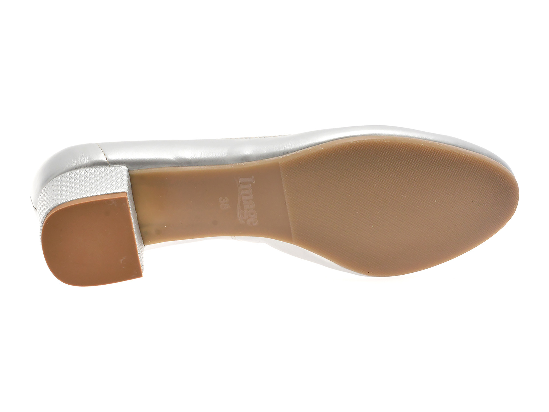 Balerini IMAGE argintii, 6415, din piele naturala