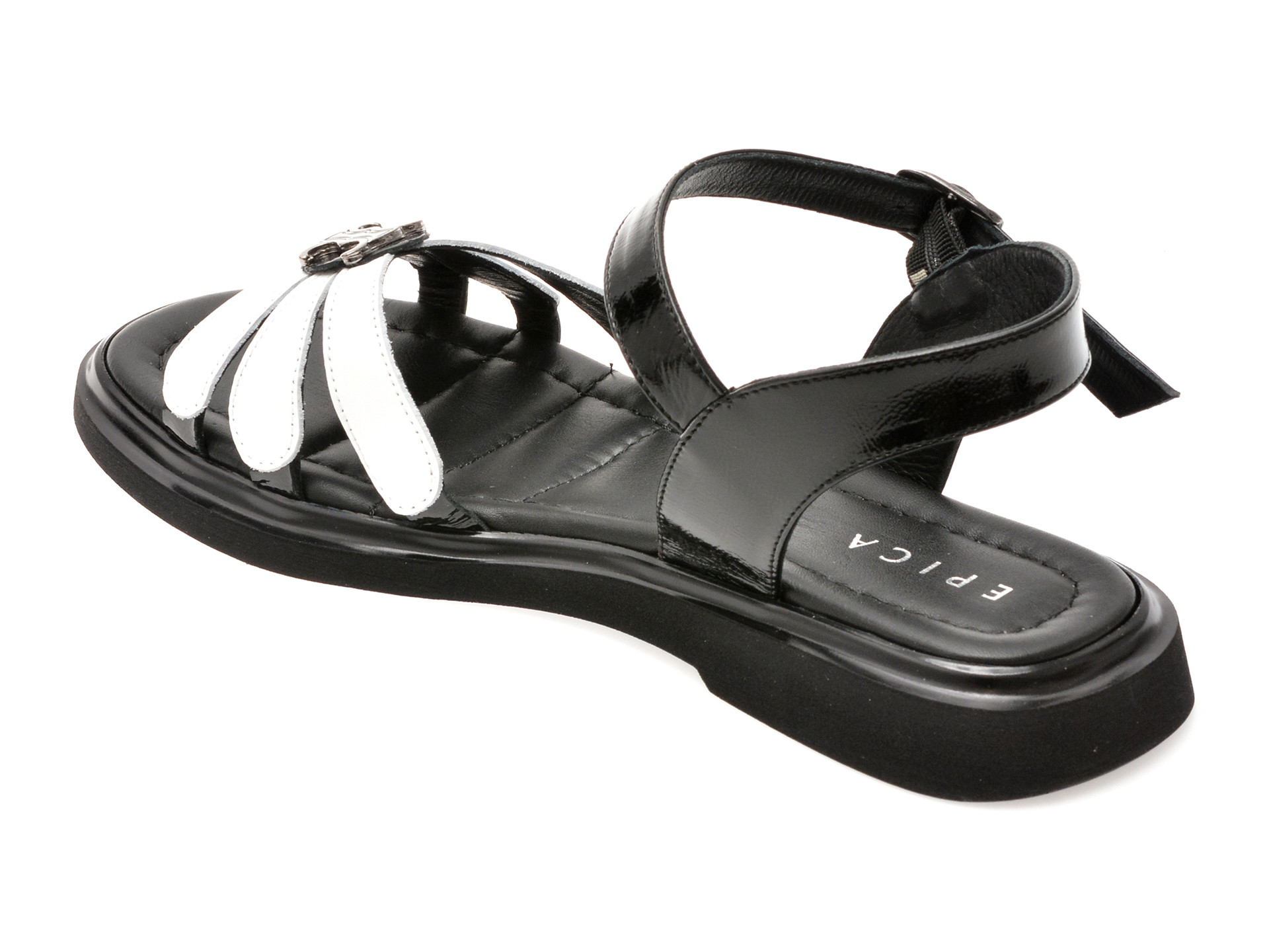 Sandale EPICA alb-negru, 341125, din piele naturala