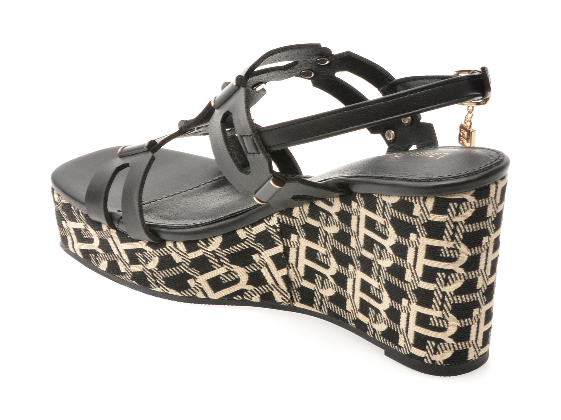 Sandale LAURA BIAGIOTTI negre, 9104, din piele ecologica