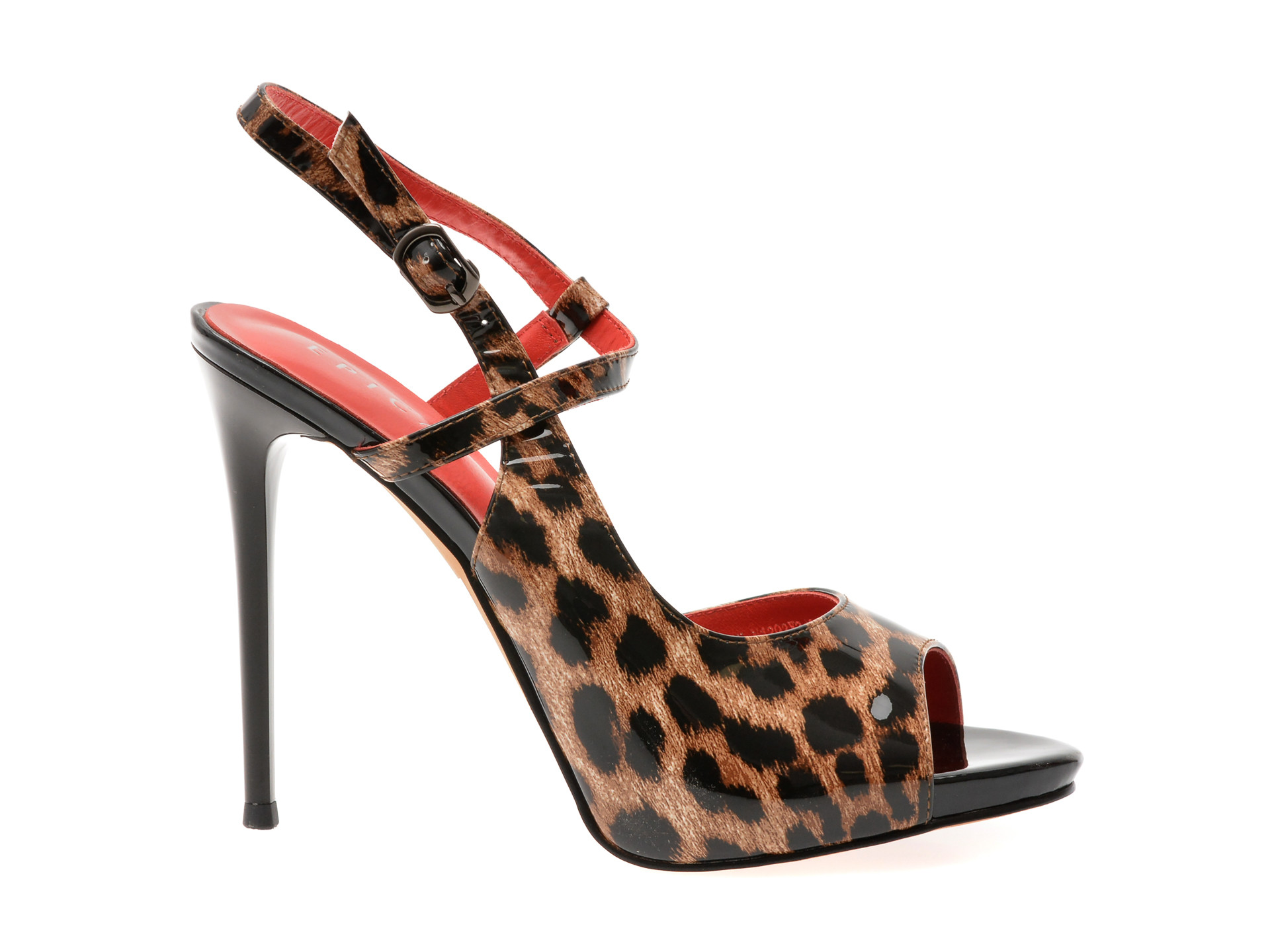 Sandale elegante EPICA maro, E294, din piele naturala lacuita