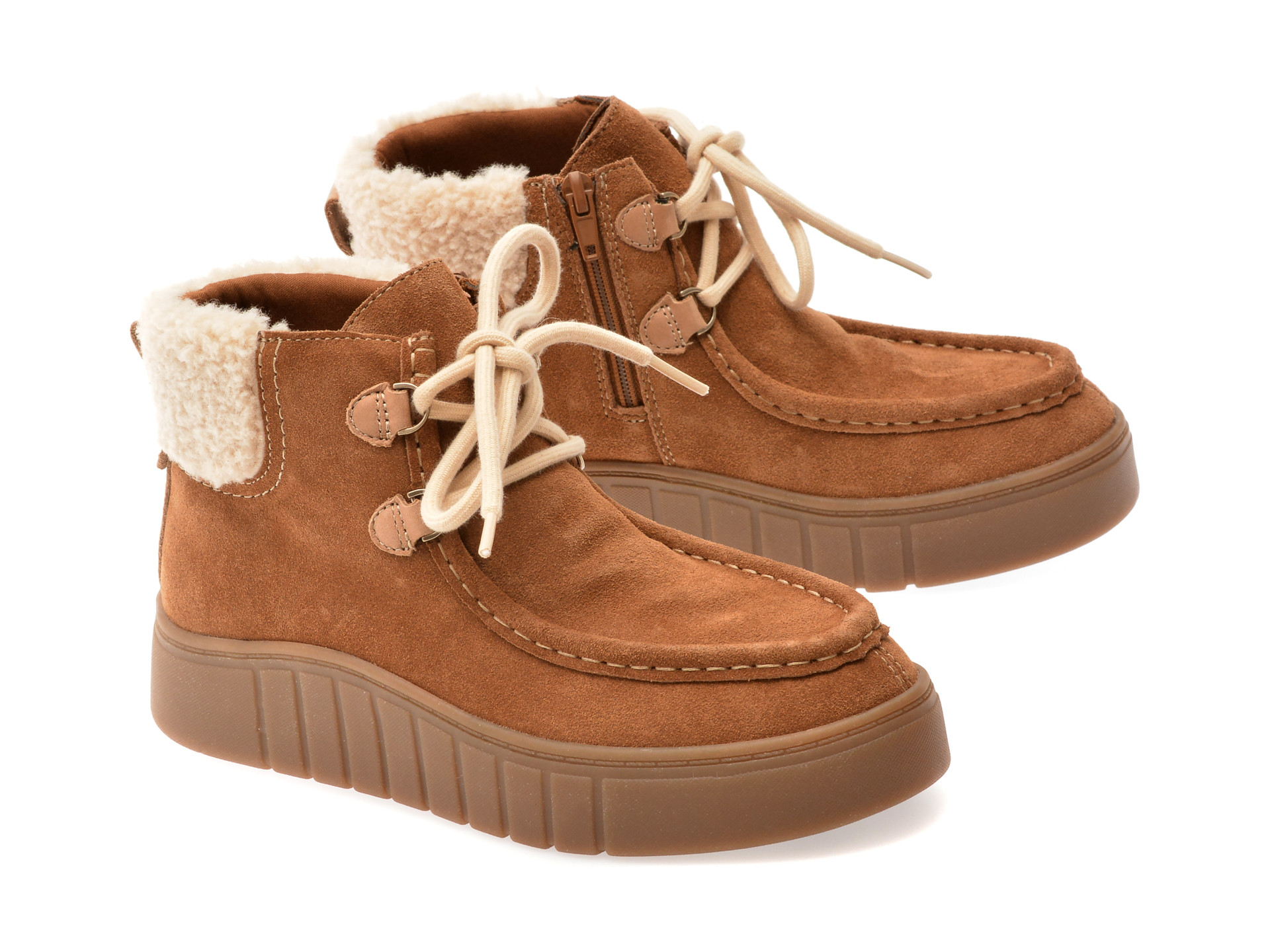 Ghete CLARKS maro, MYKAIZZ, din piele intoarsa