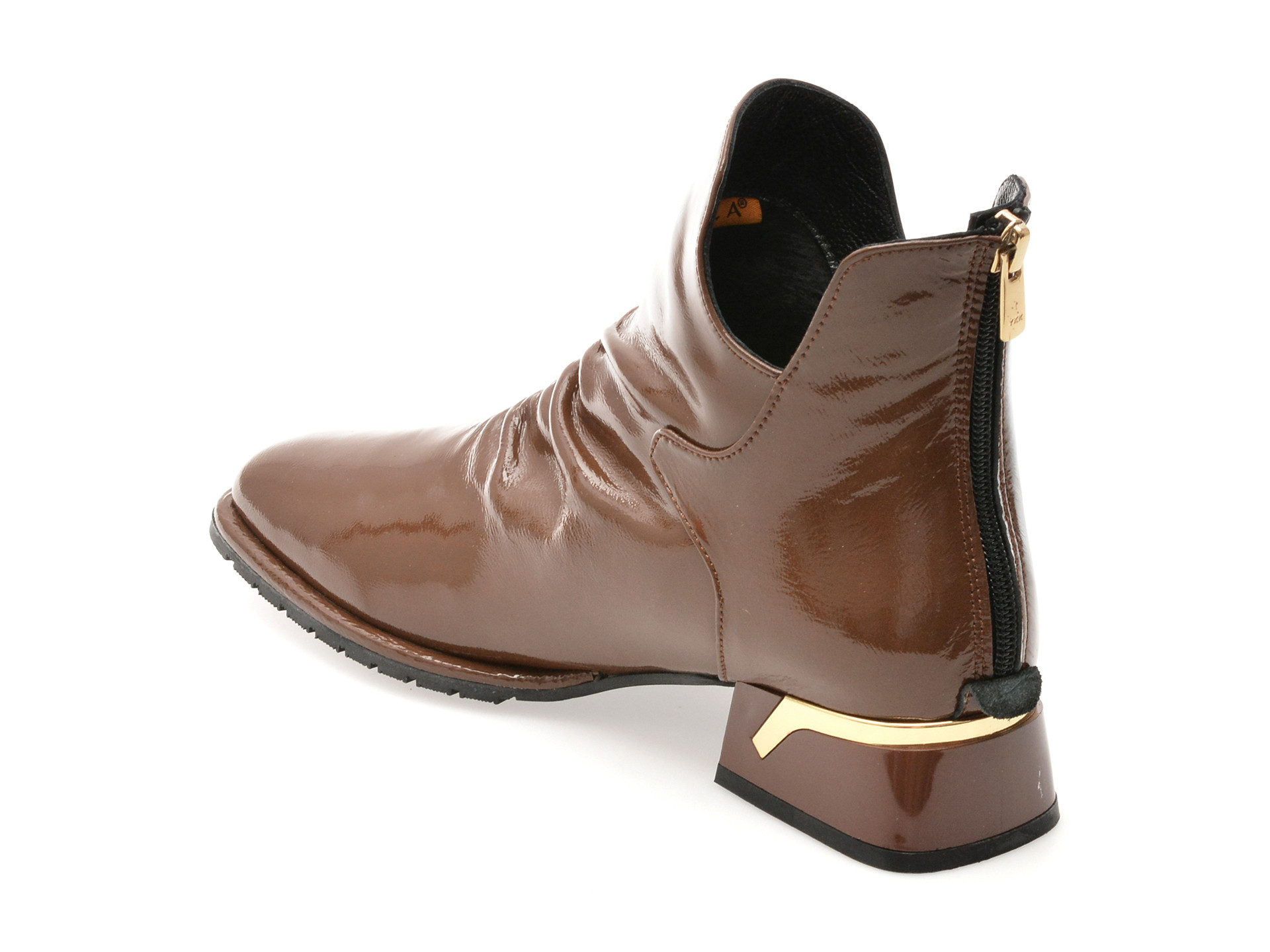 Ghete EPICA maro, 531227, din piele naturala lacuita