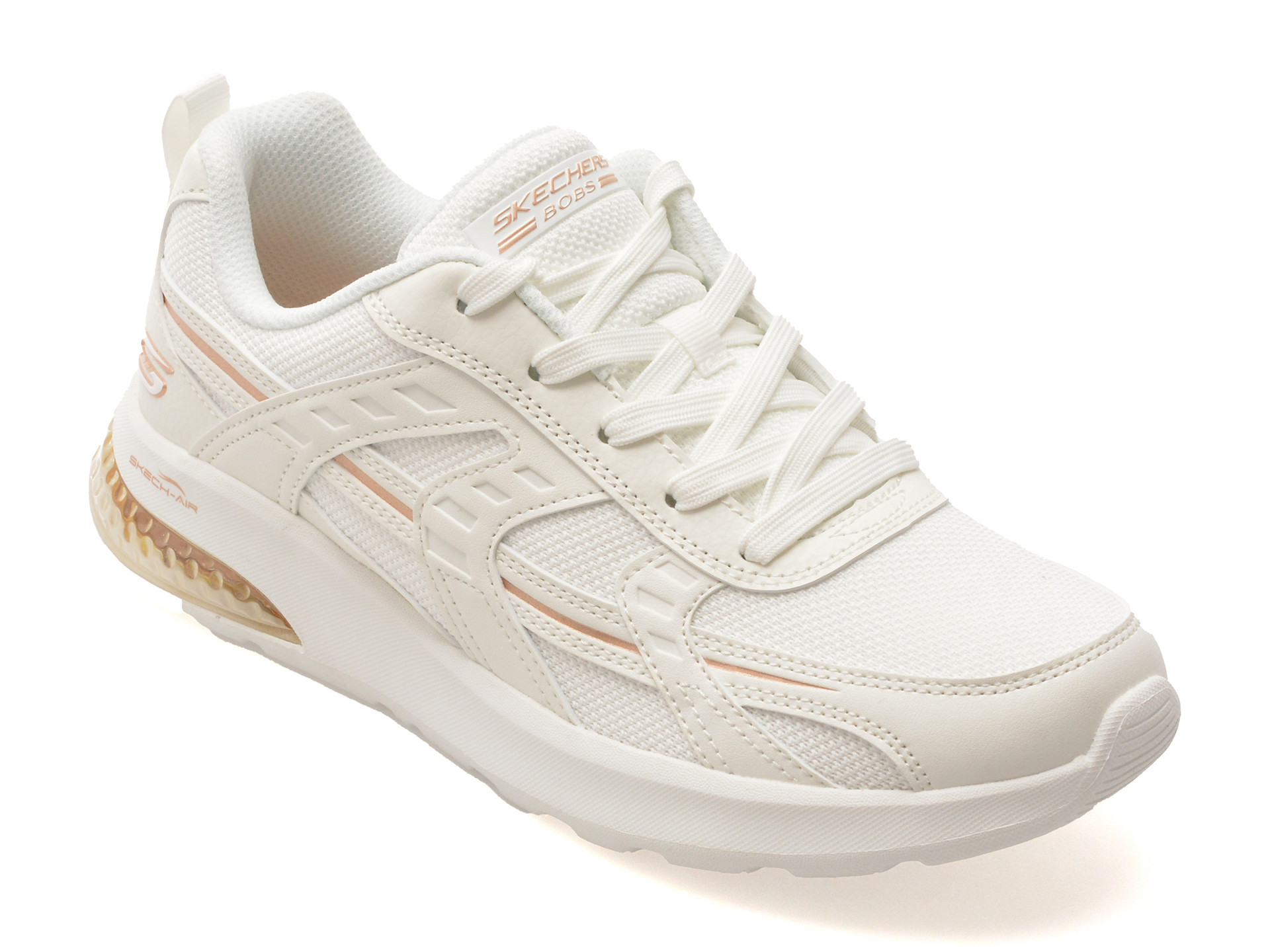 Pantofi sport SKECHERS albi, BOBS VISION AIR, din material textil