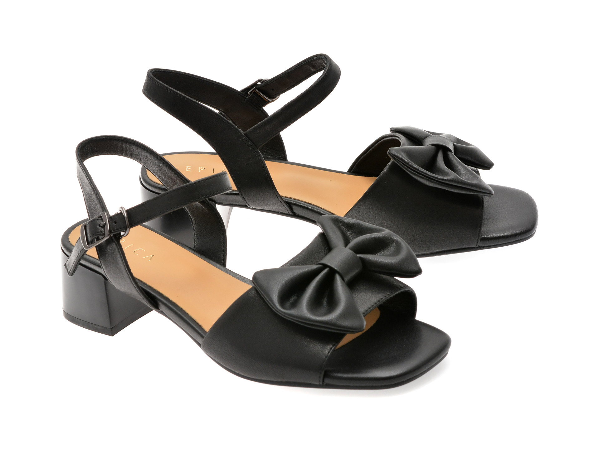 Sandale EPICA negre, 1295D29, din piele naturala