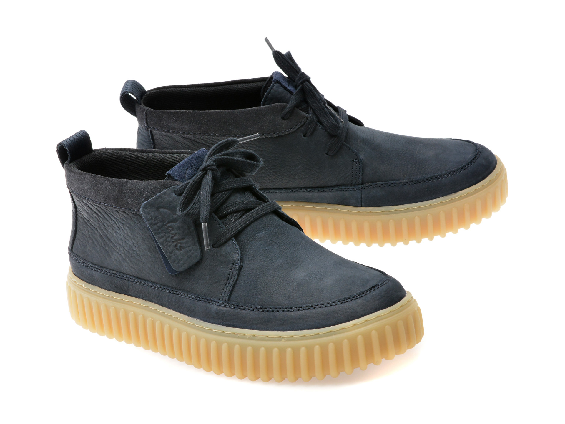 Ghete CLARKS bleumarin, TORHILL LACE HI, din nabuc