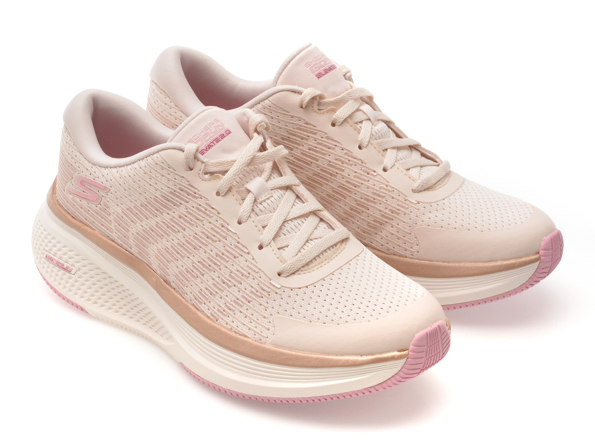Pantofi sport SKECHERS nude, GO RUN ELEVATE 2.0, din material textil