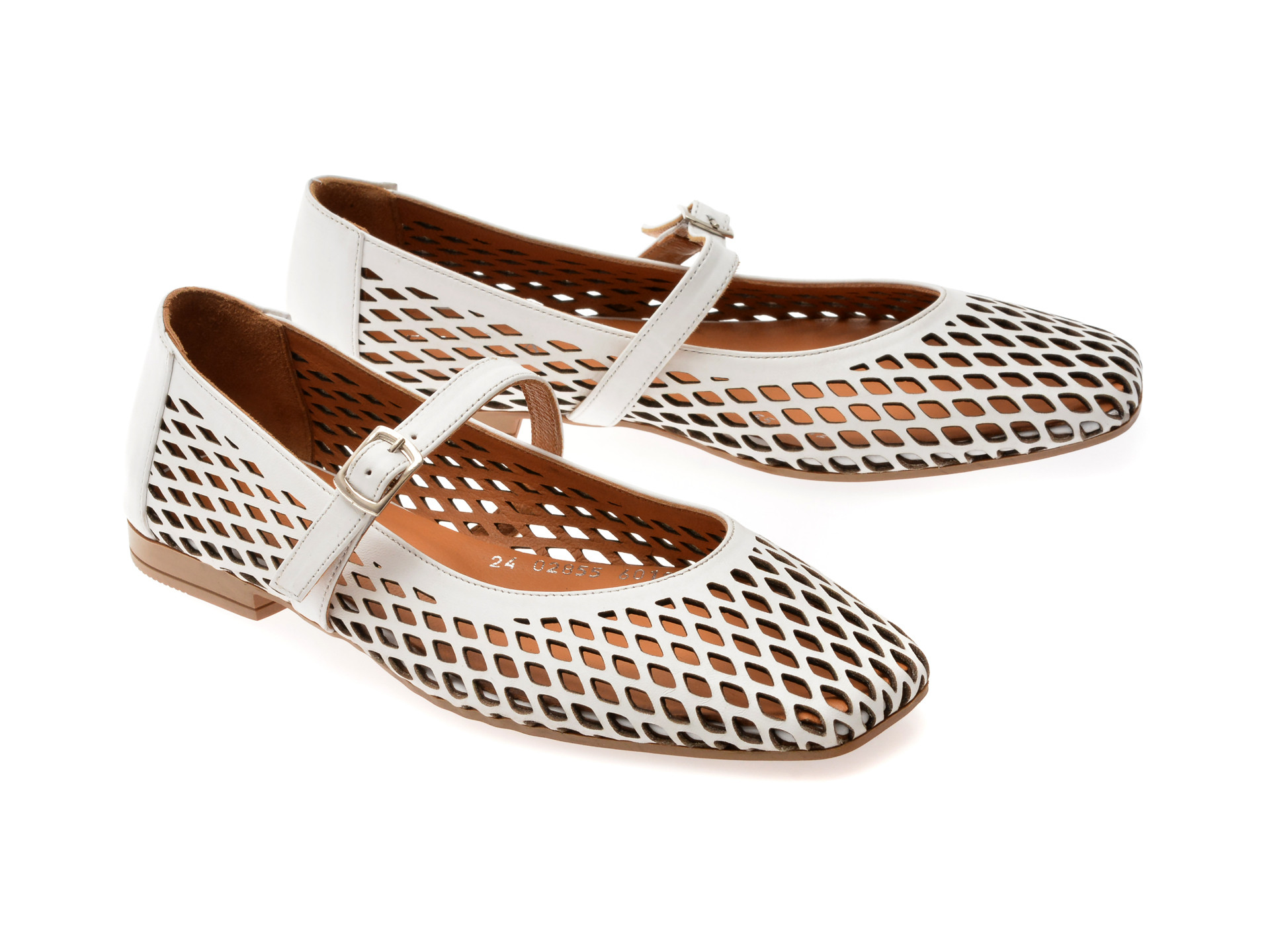 Balerini EPICA albi, 3512455, din piele naturala