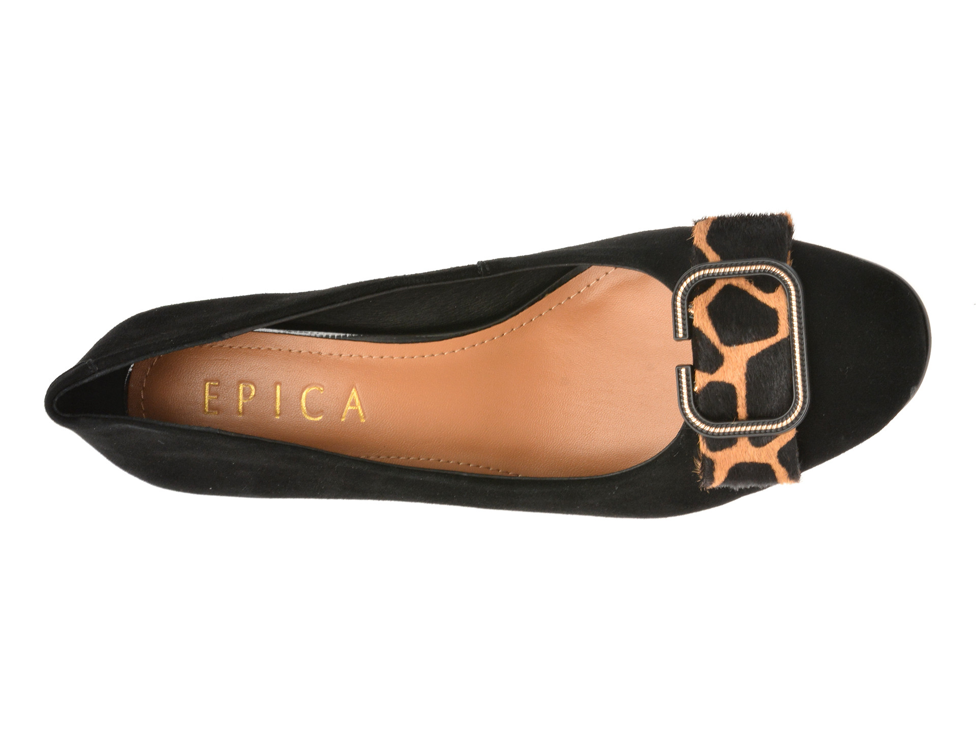 Pantofi eleganti EPICA negri, F222, din piele intoarsa
