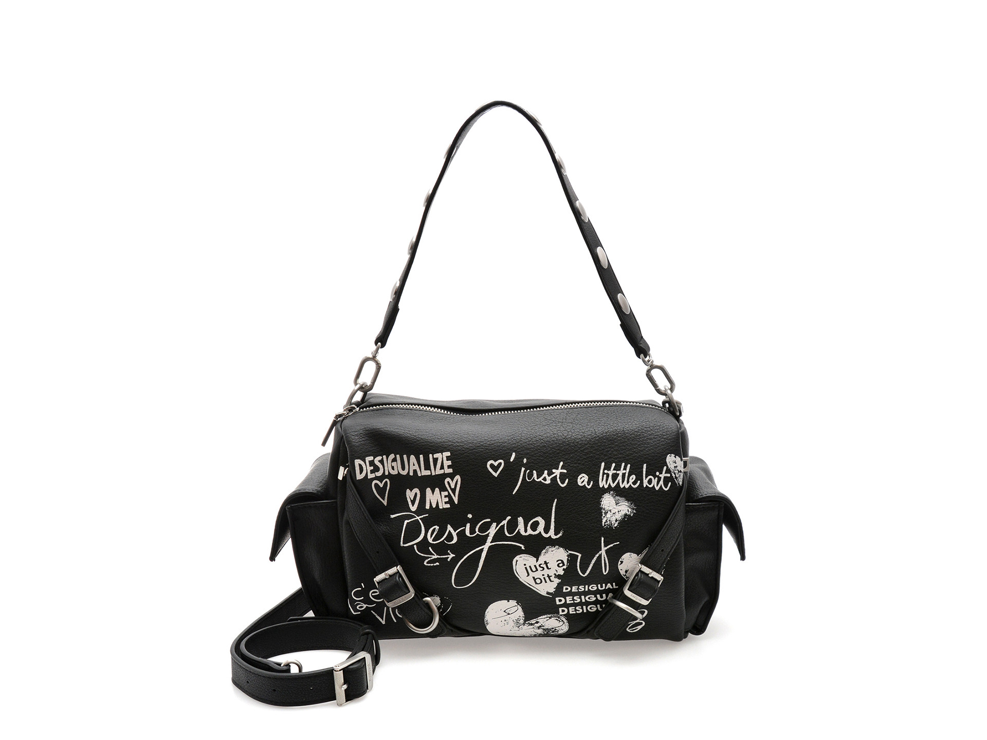 Geanta DESIGUAL neagra, WAXPA6, din piele ecologica