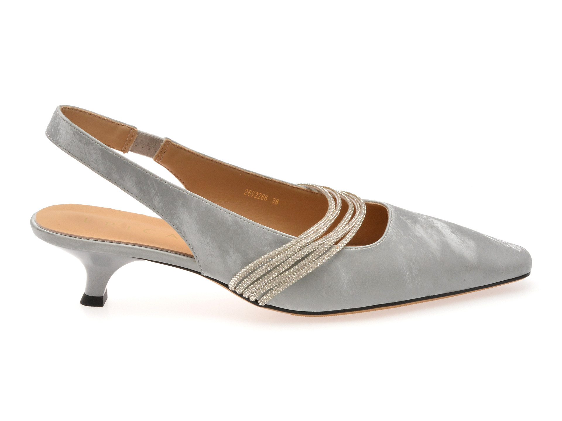Pantofi eleganti EPICA argintii, 26V2266, din piele ecologica